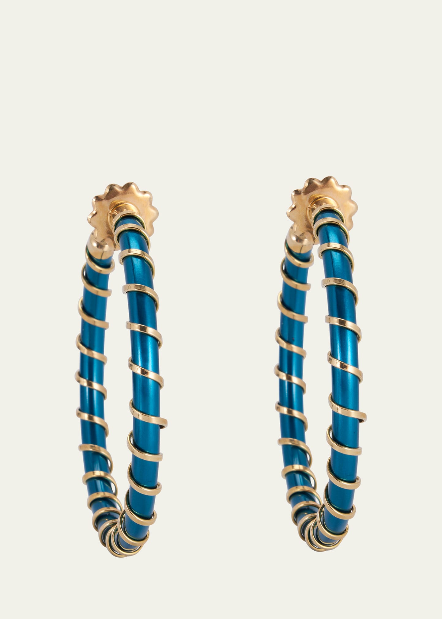 Faraone Mennella Aqua Titanium Wrapped Spiral Hoop Earrings