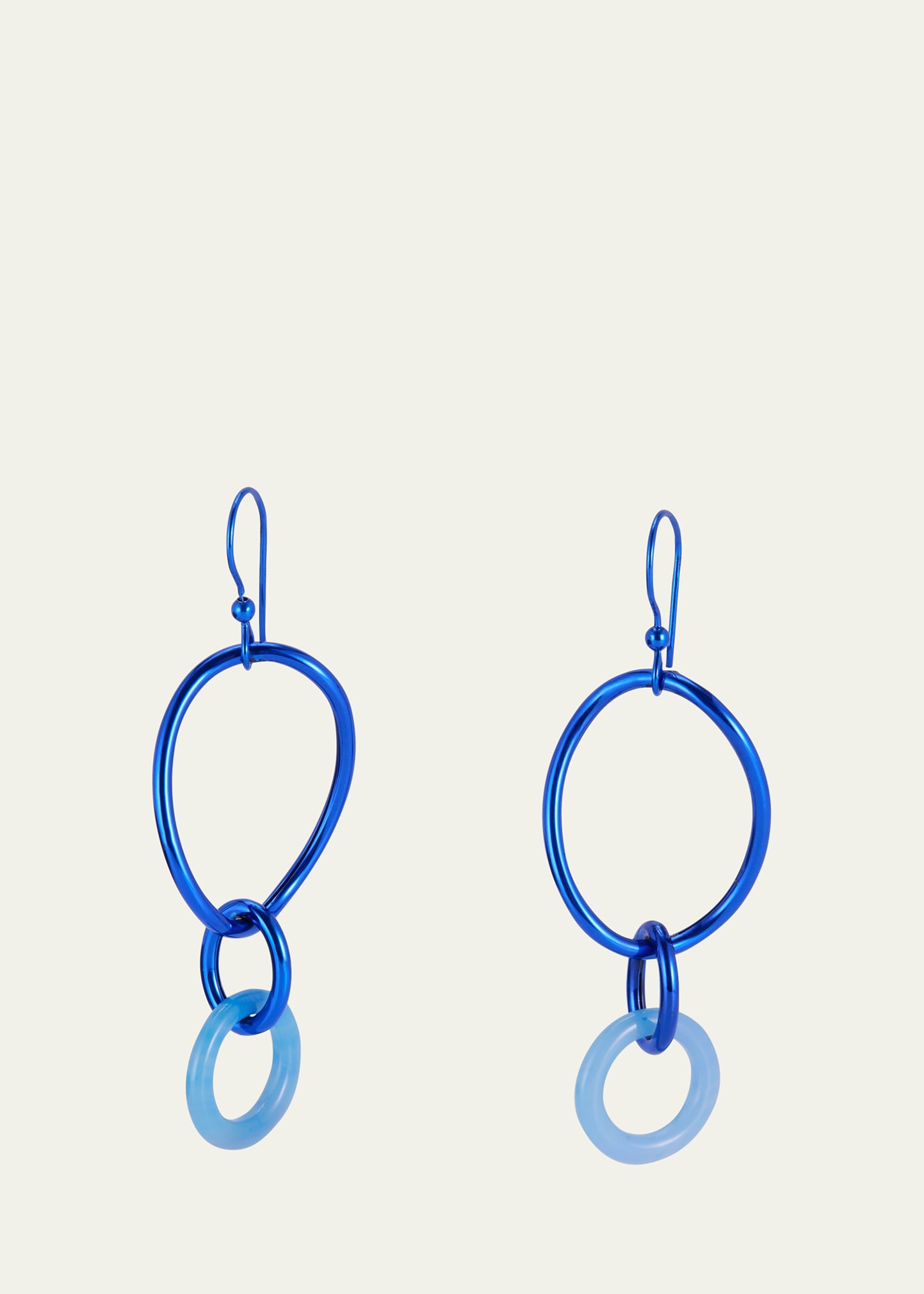 Faraone Mennella Blue Sterling Silver Nano Ceramic Blue Agate Stella Double Loop Earrings