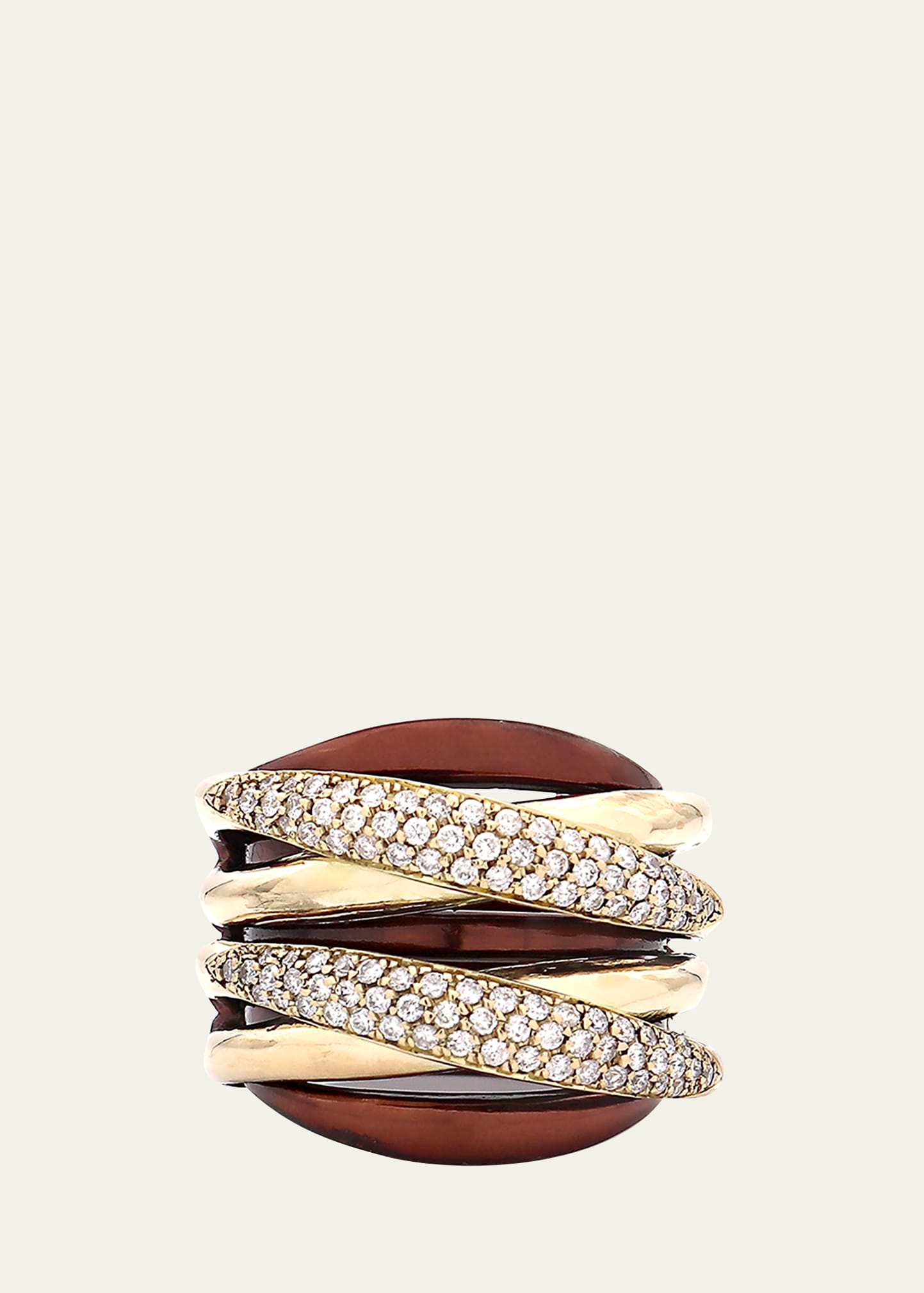 Faraone Mennella Brown Lizzy Ring in 18K Gold, Sterling Silver and White Diamonds
