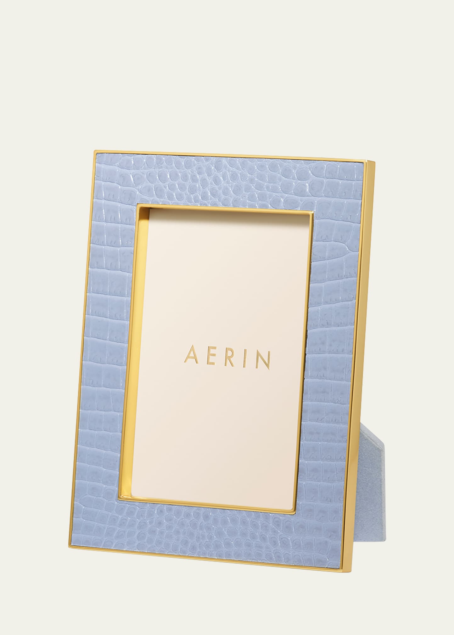 Shop Aerin Classic Croc Leather Frame, 4" X 6" In Blue