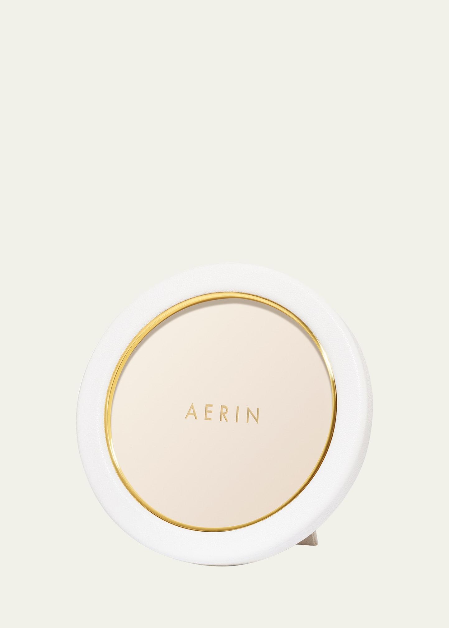 Aerin Piero Leather Round Photo Frame In White