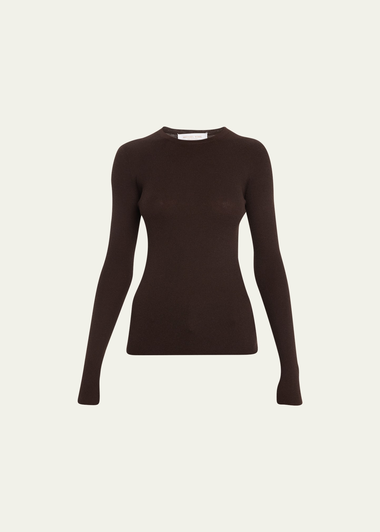 Michael Kors Hutton Ribbed Cashmere Pullover In Taupe