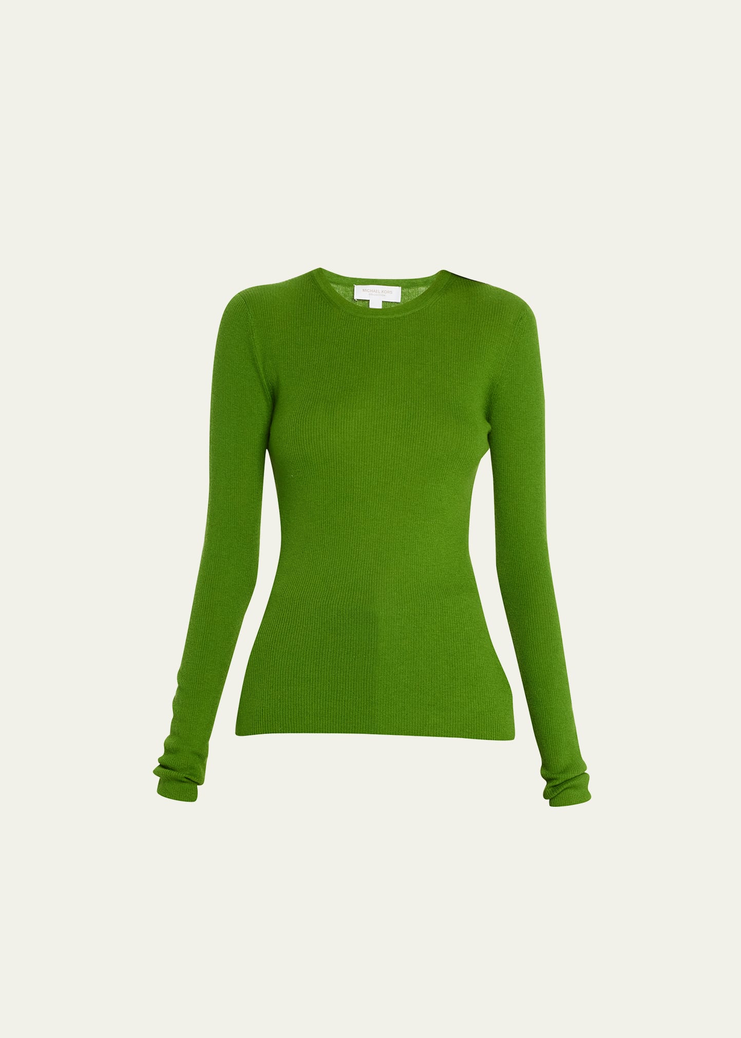 Michael Kors Hutton Ribbed Cashmere Pullover In Palm