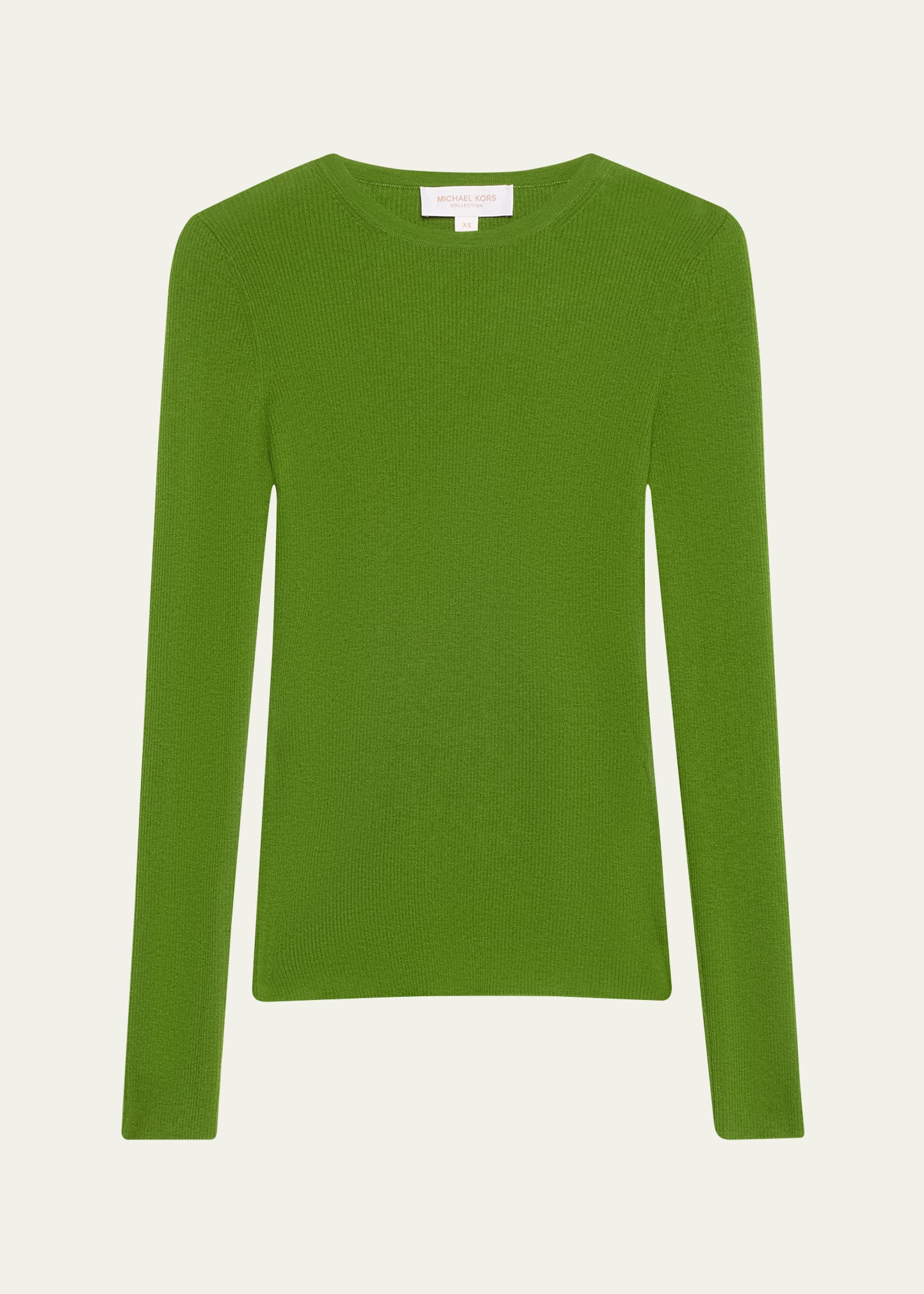 Michael Kors Hutton Ribbed Cashmere Pullover In Palm