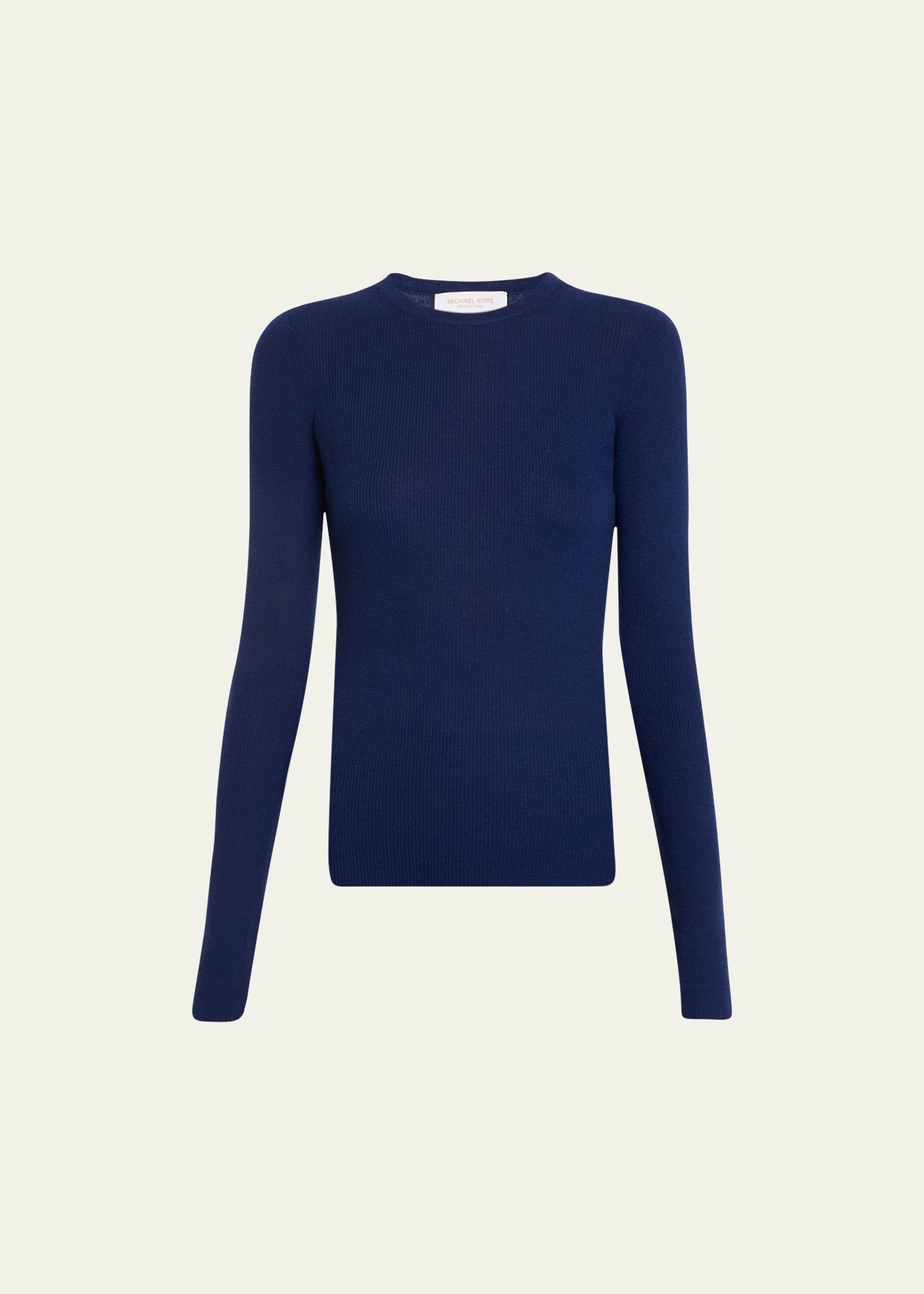 Michael Kors Hutton Ribbed Cashmere Pullover In Navy