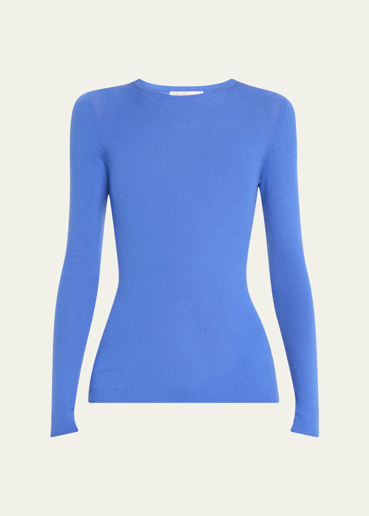 Michael Kors Hutton Ribbed Cashmere Pullover In Azure