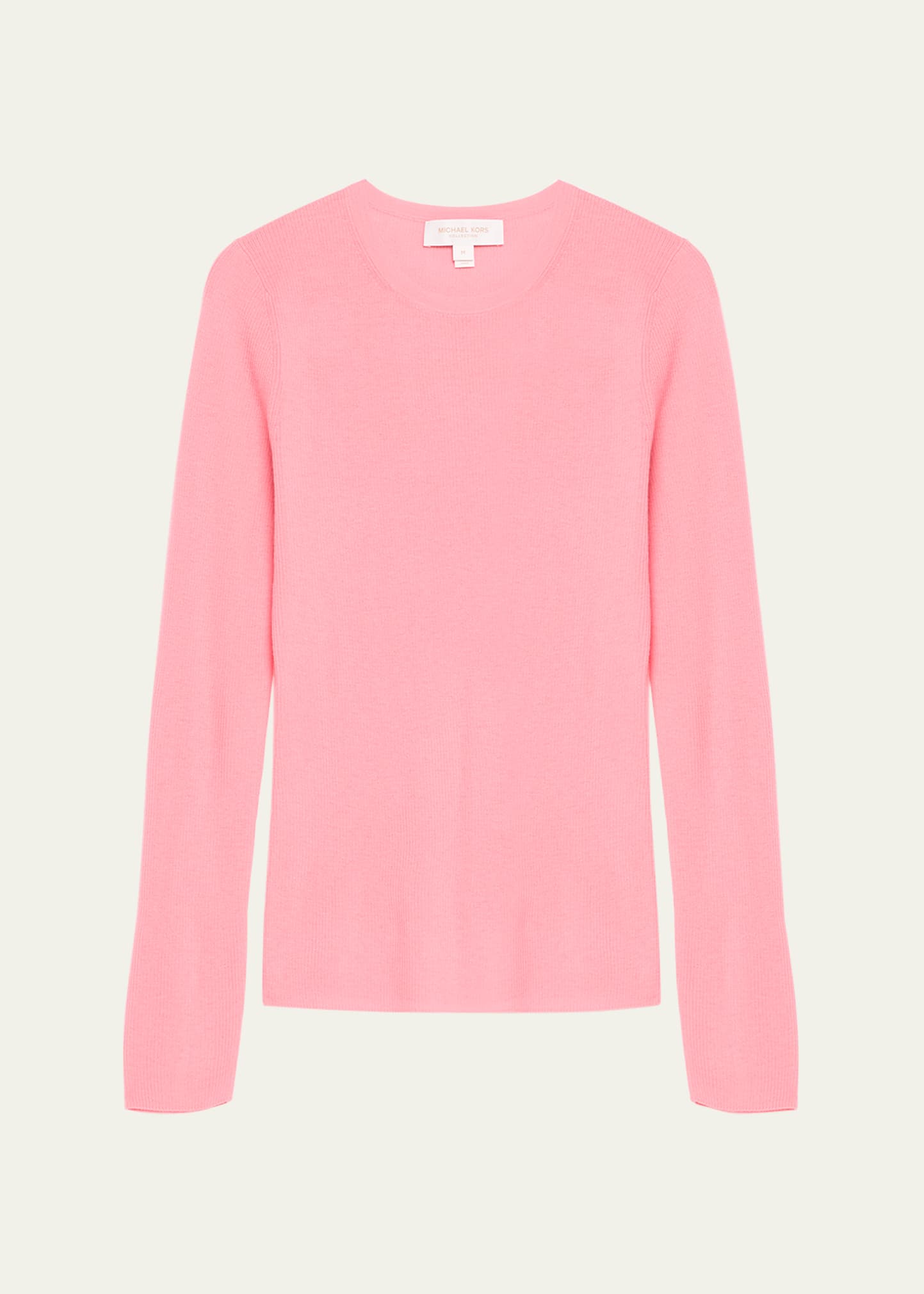 Michael Kors Hutton Ribbed Cashmere Pullover In Geranium