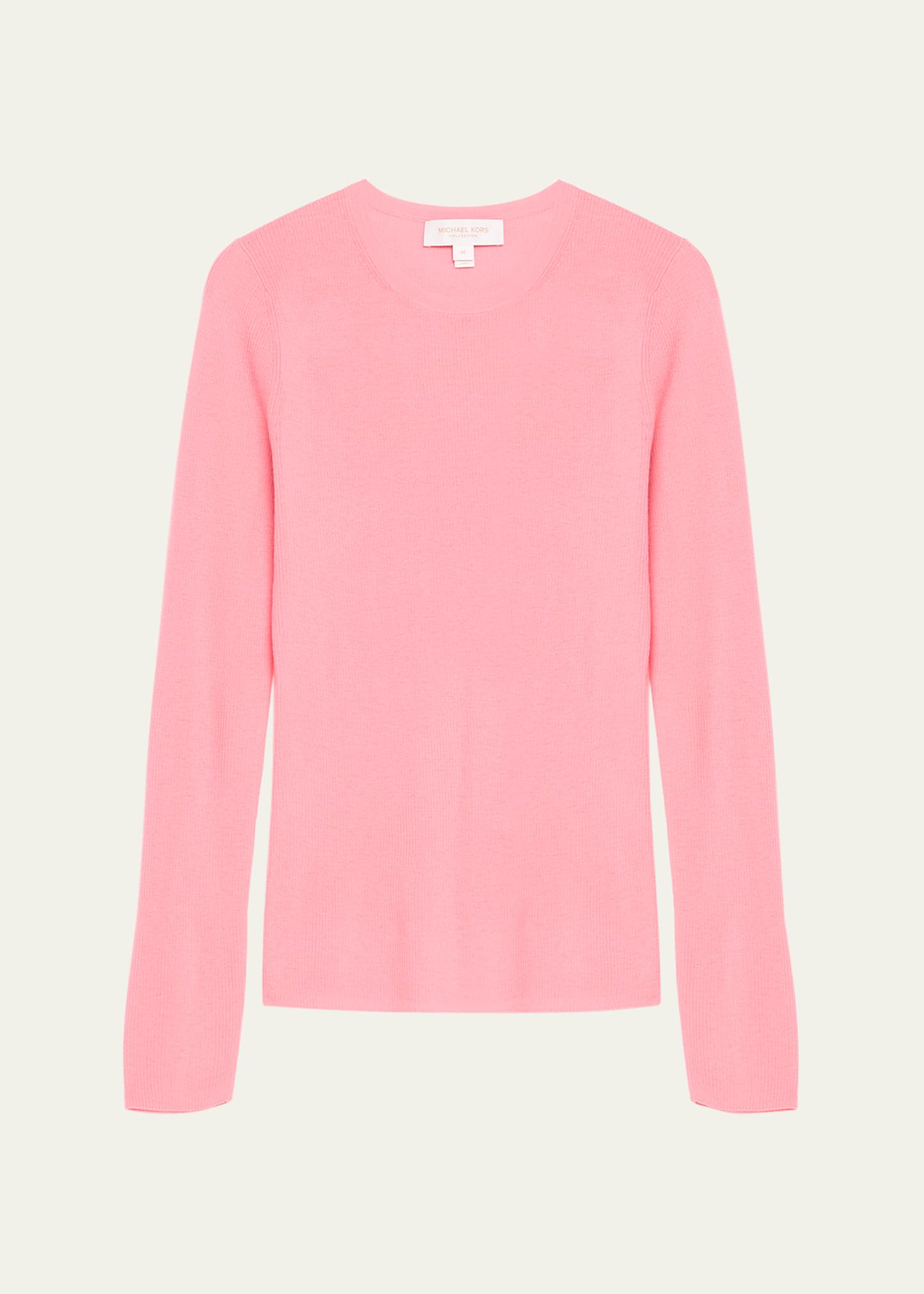 Michael Kors Hutton Ribbed Cashmere Pullover In Geranium