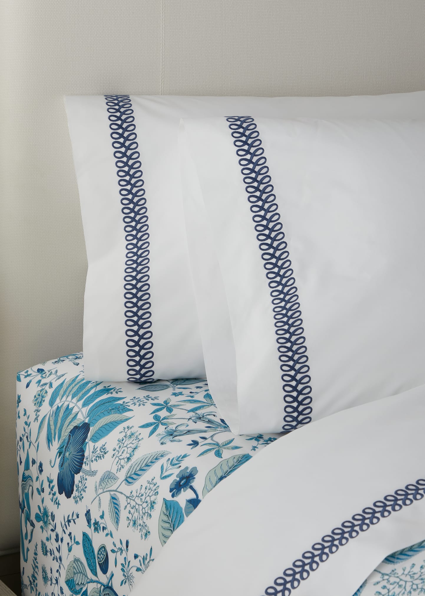 Matouk Astor Braid Standard Pillowcases, Pair In Indigo