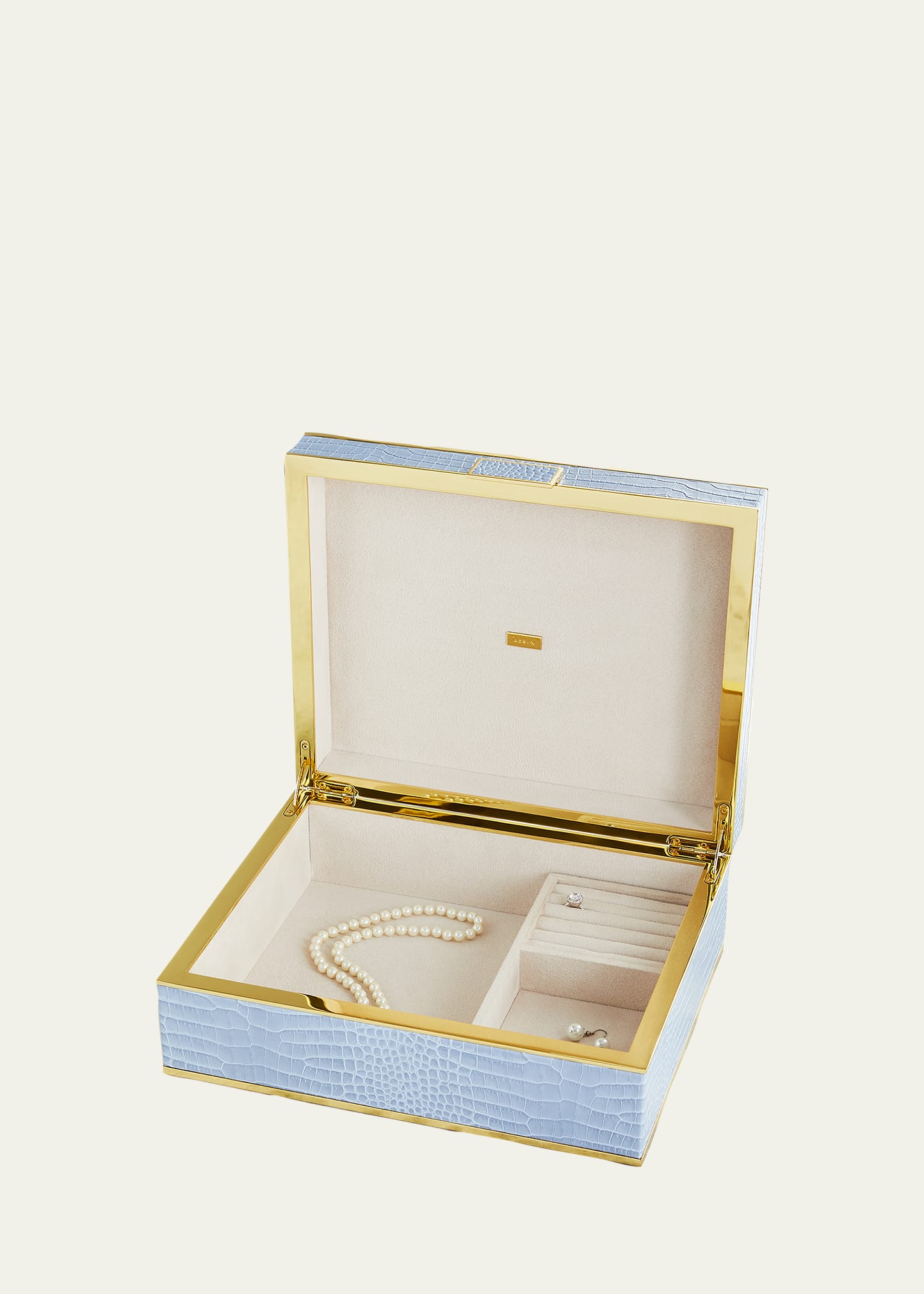 Aerin Classic Croc Large Jewelry Box In Blue