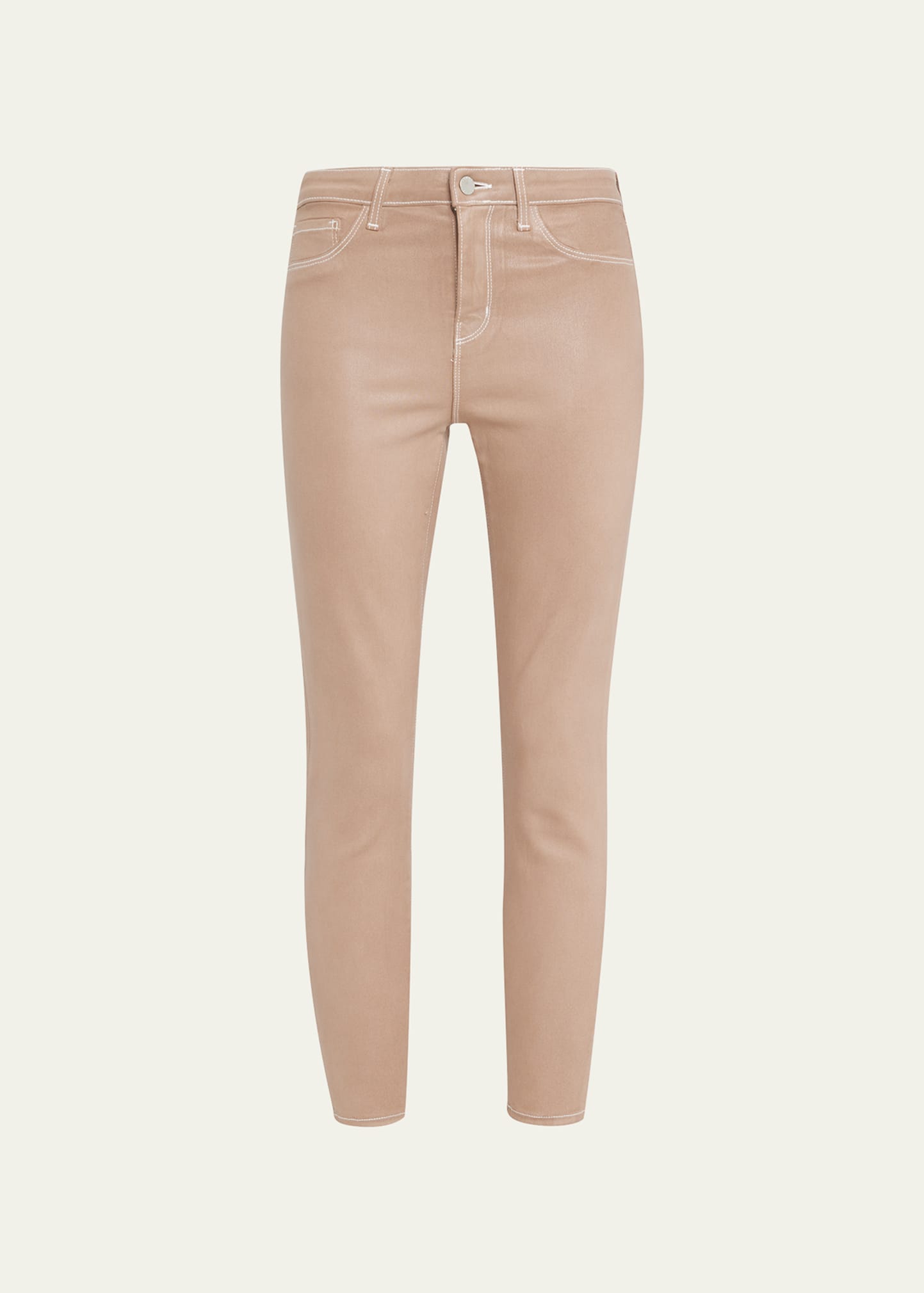 L'agence Margot Cropped Coated High-rise Skinny Jeans In Biscuit