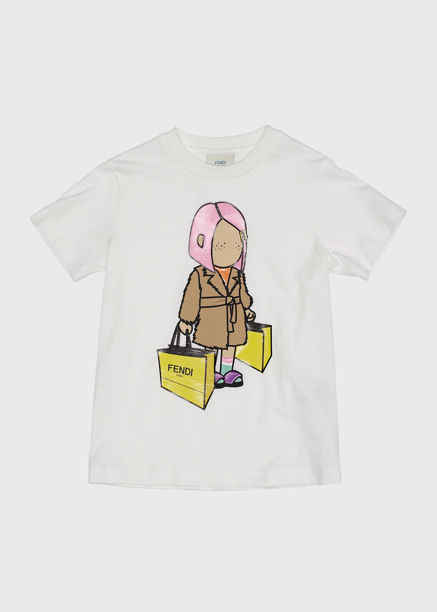 Fendi Girl's Logo Shopping Bag Graphic T-Shirt, Size 8-14