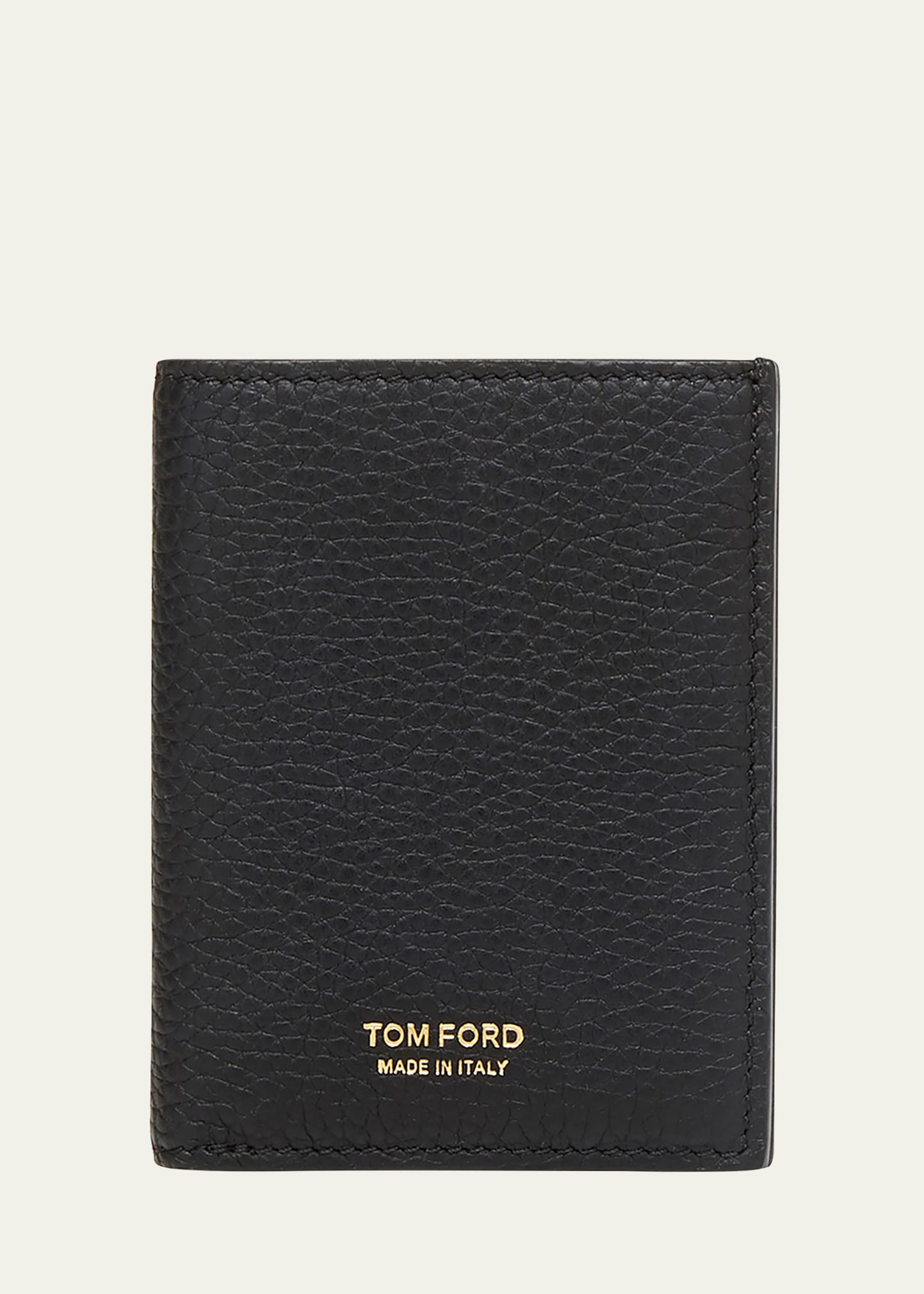 Shop Tom Ford Men's Full-grain Leather Bifold Card Holder In 1n001 Black