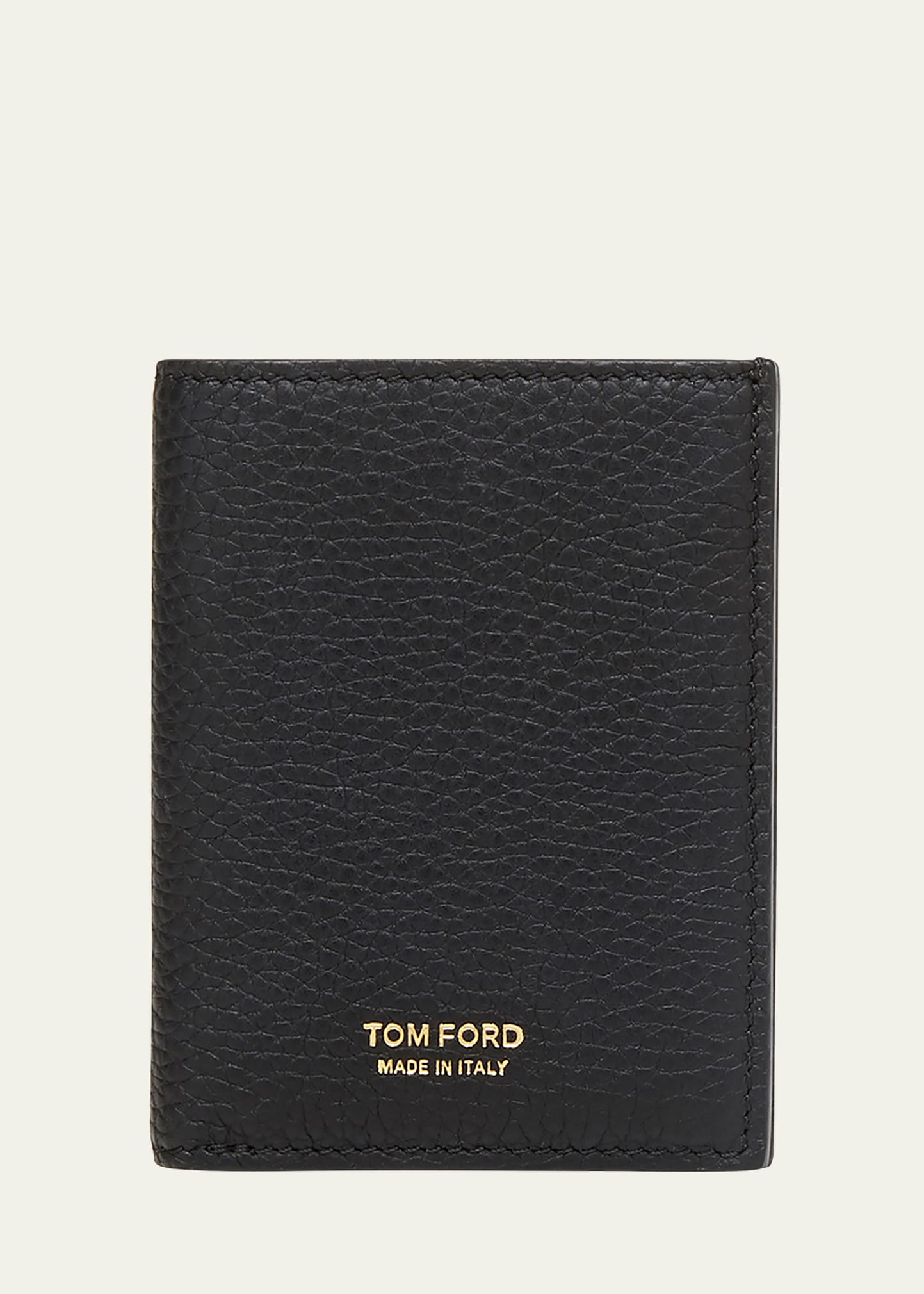 Tom Ford Soft Grain Leather T Line Folding Card Holder In 1n001 Black