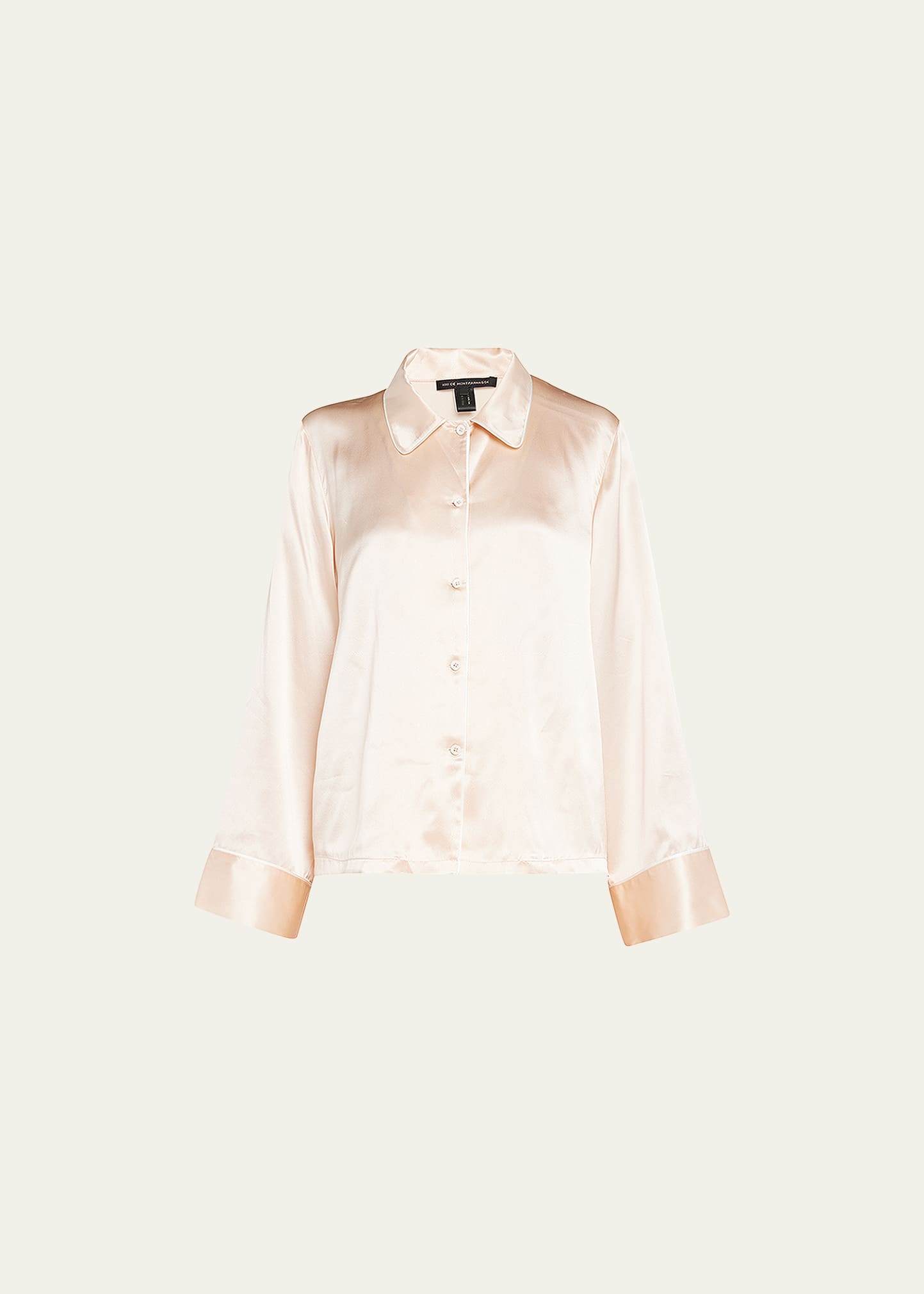 Shop Kiki De Montparnasse Kiki Button-down Silk Lounge Top In Blush With Ivory