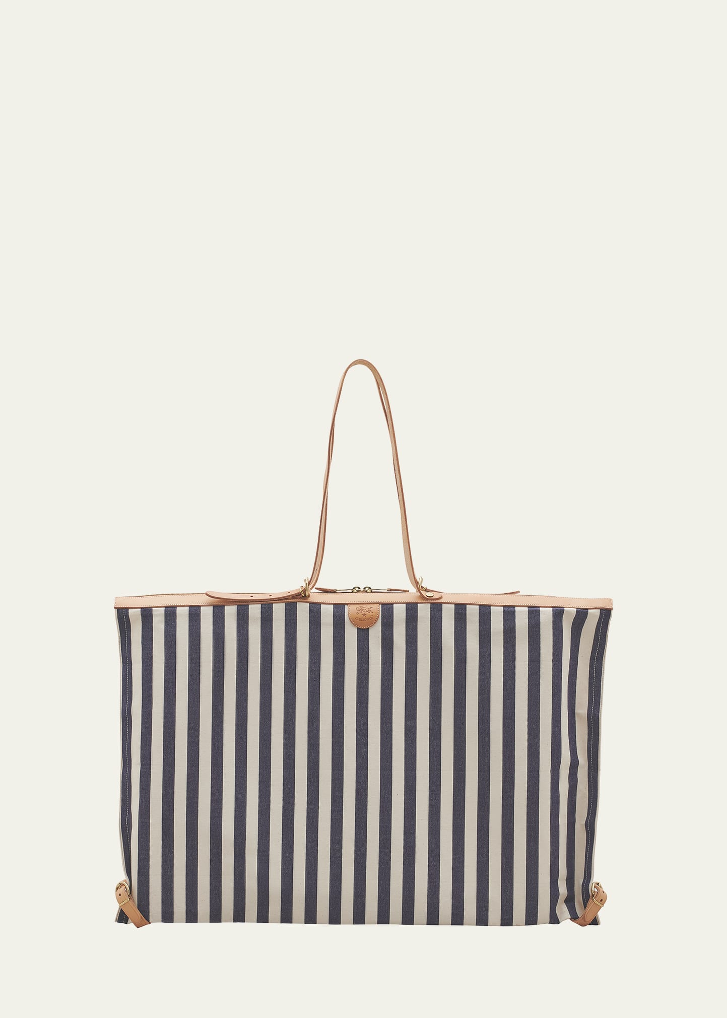 Il Bisonte Caramella Transformable Stripe Duffle Tote Bag In Blue/ivory Stripe