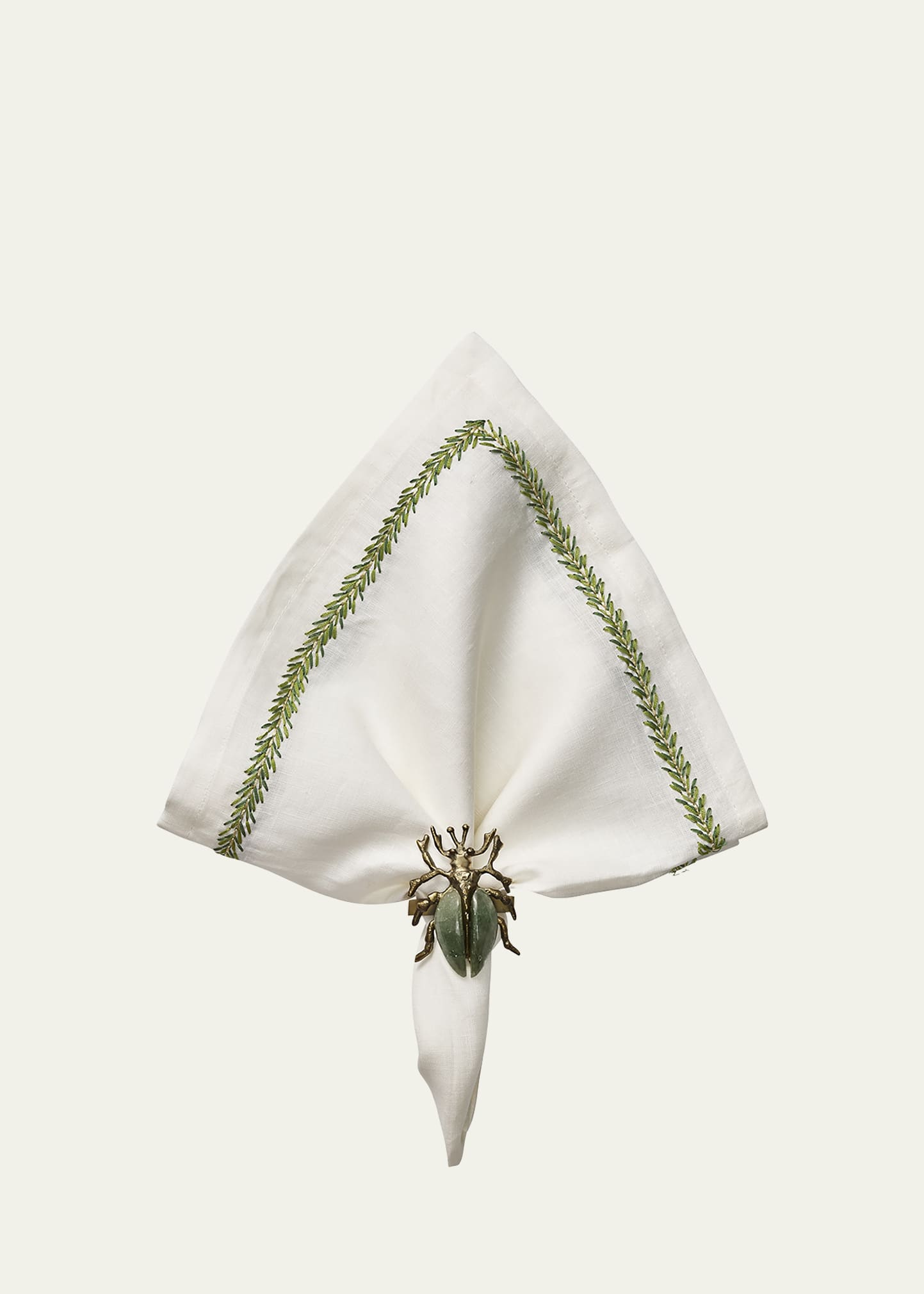 Kim Seybert Jardin Napkin In White/green