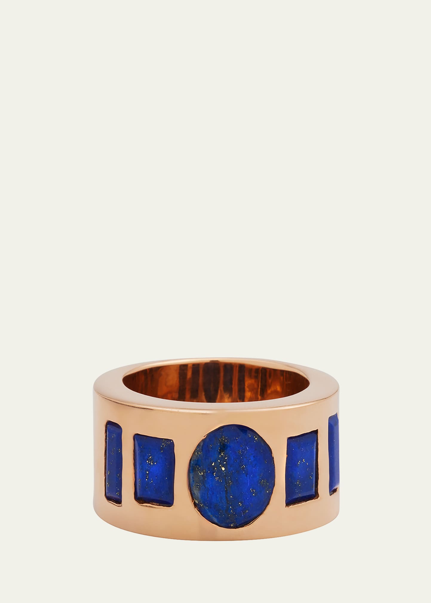 Men's 18K Rose Gold & Lapis Cigar Ring