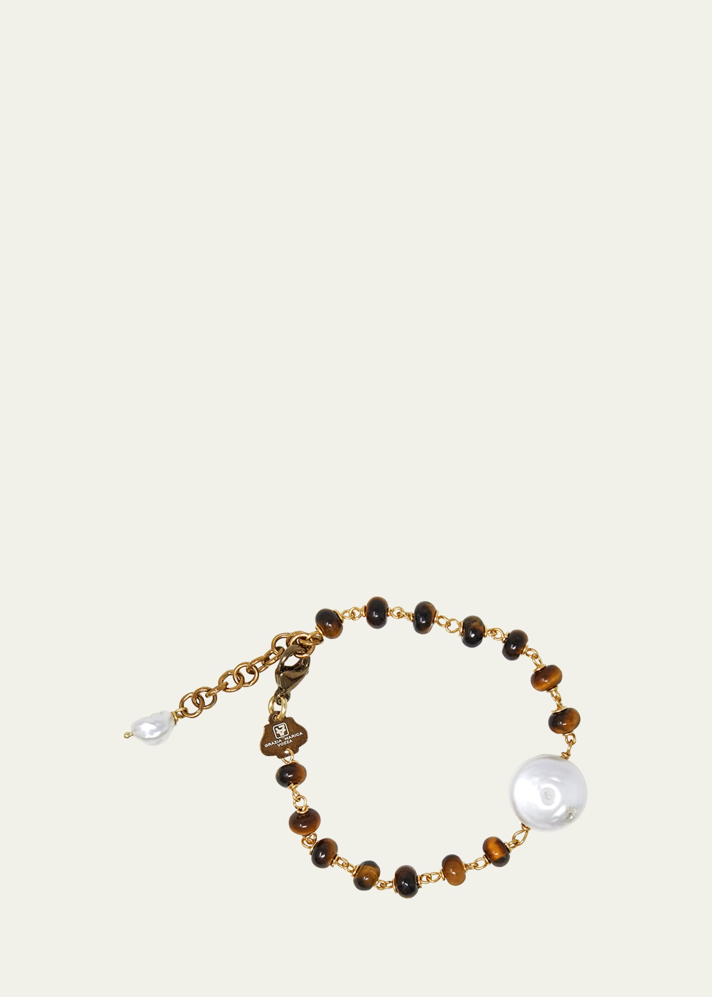 Grazia And Marica Vozza Tiger Eye Rosary Bracelet With Pearls