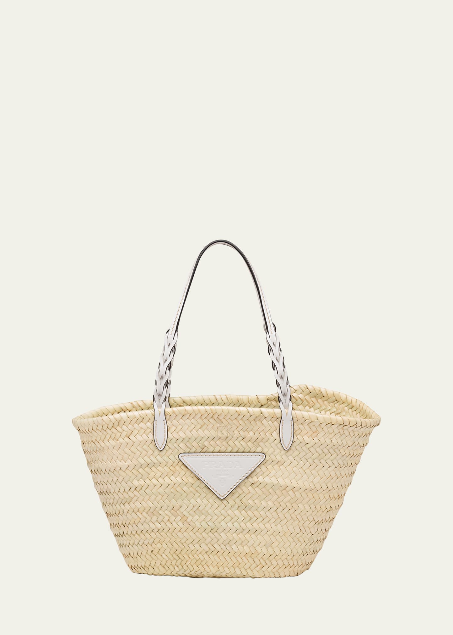 Shop Prada Woven Straw Basket Tote Bag In F0n86 Naturale Bi