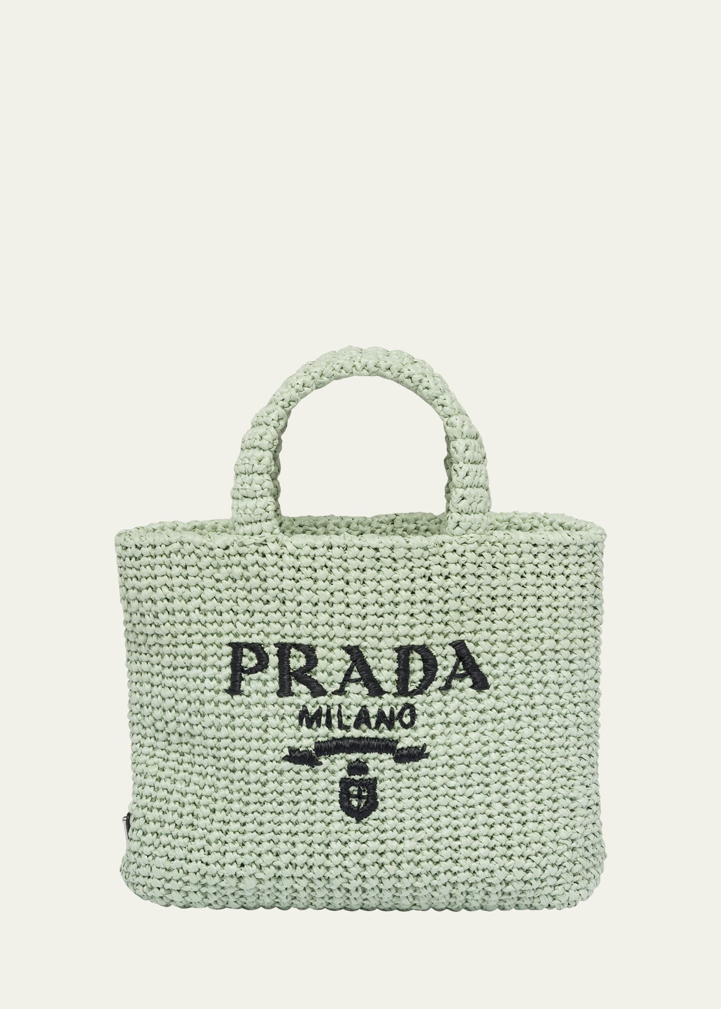 Prada Medium Monogram Raffia Tote Bag In F0934 Acqua