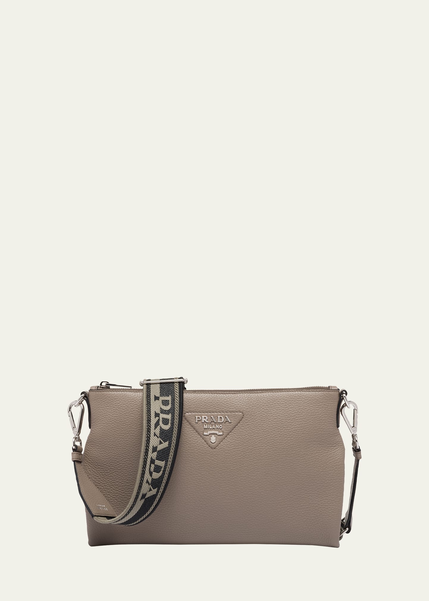 Prada Small Logo Pebbled Leather Crossbody Bag In F02yp Sabbia N
