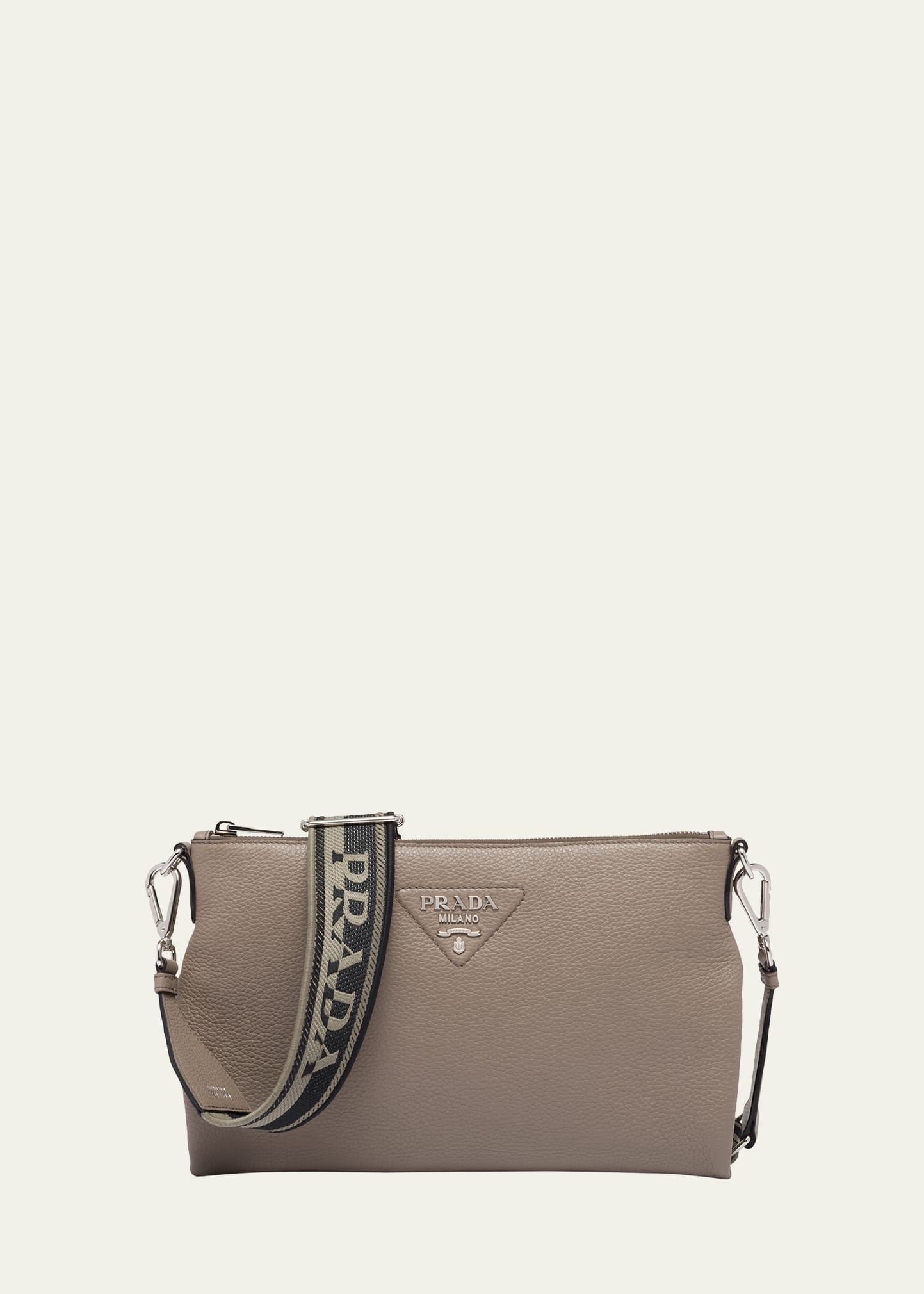 Prada Women's Small Logo Pebbled Leather Crossbody Bag