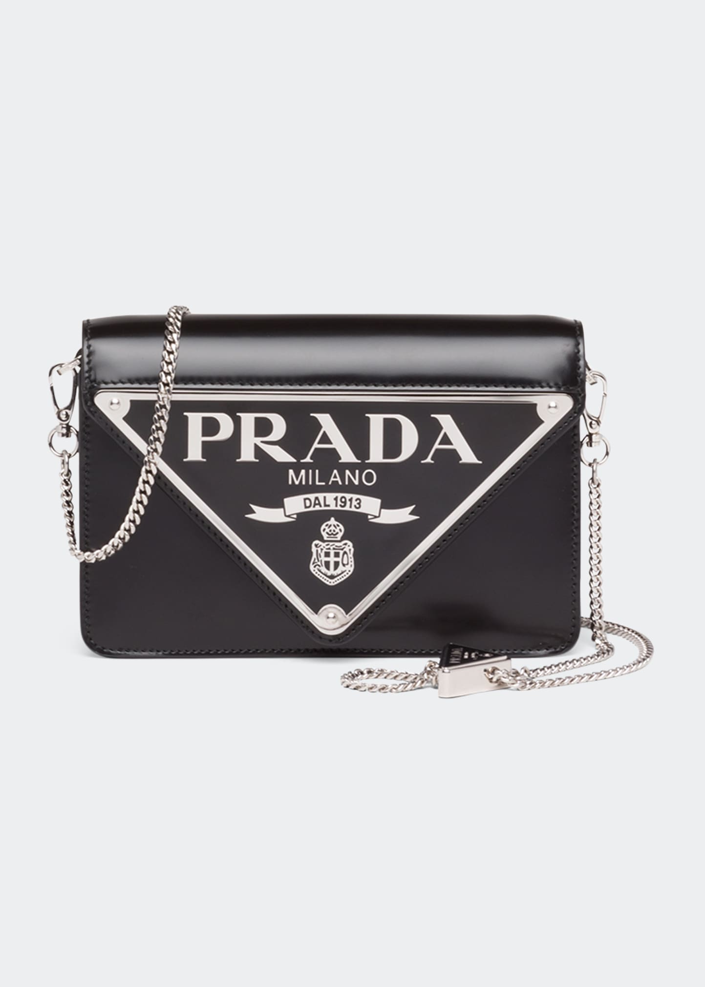 Prada Triangle Logo Mini Brushed Leather Crossbody Bag