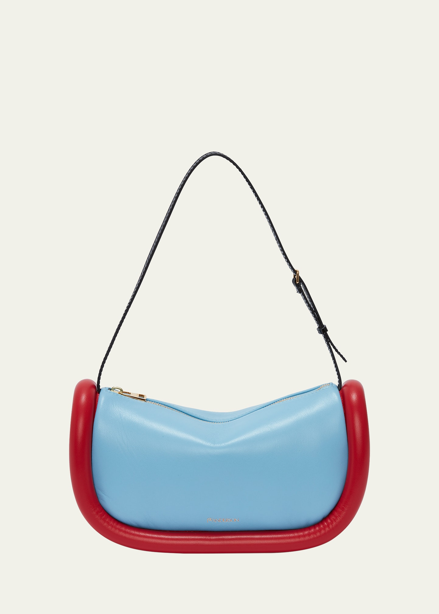 Jw Anderson The Bumper Zip Leather Shoulder Bag In Blue