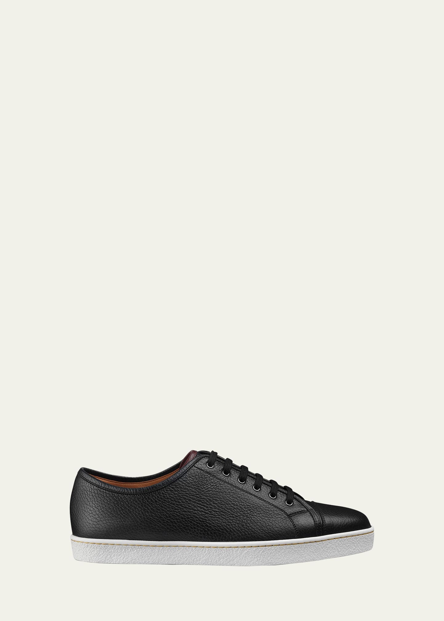 John Lobb Men's Textured Leather Low-top Sneakers In Black