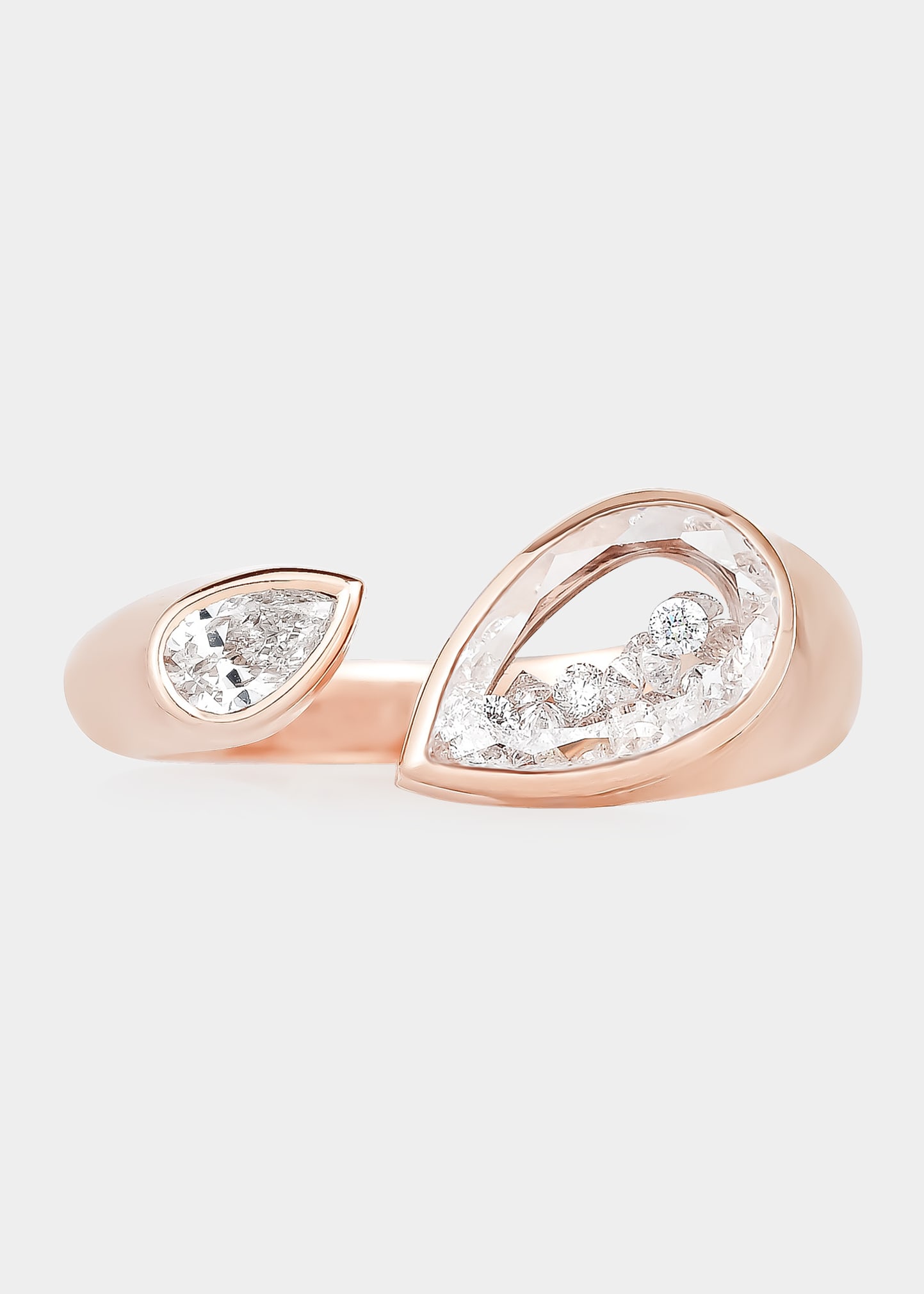 Diamonds in Pear-Shaped White Sapphire Kaleidoscope Open Ring