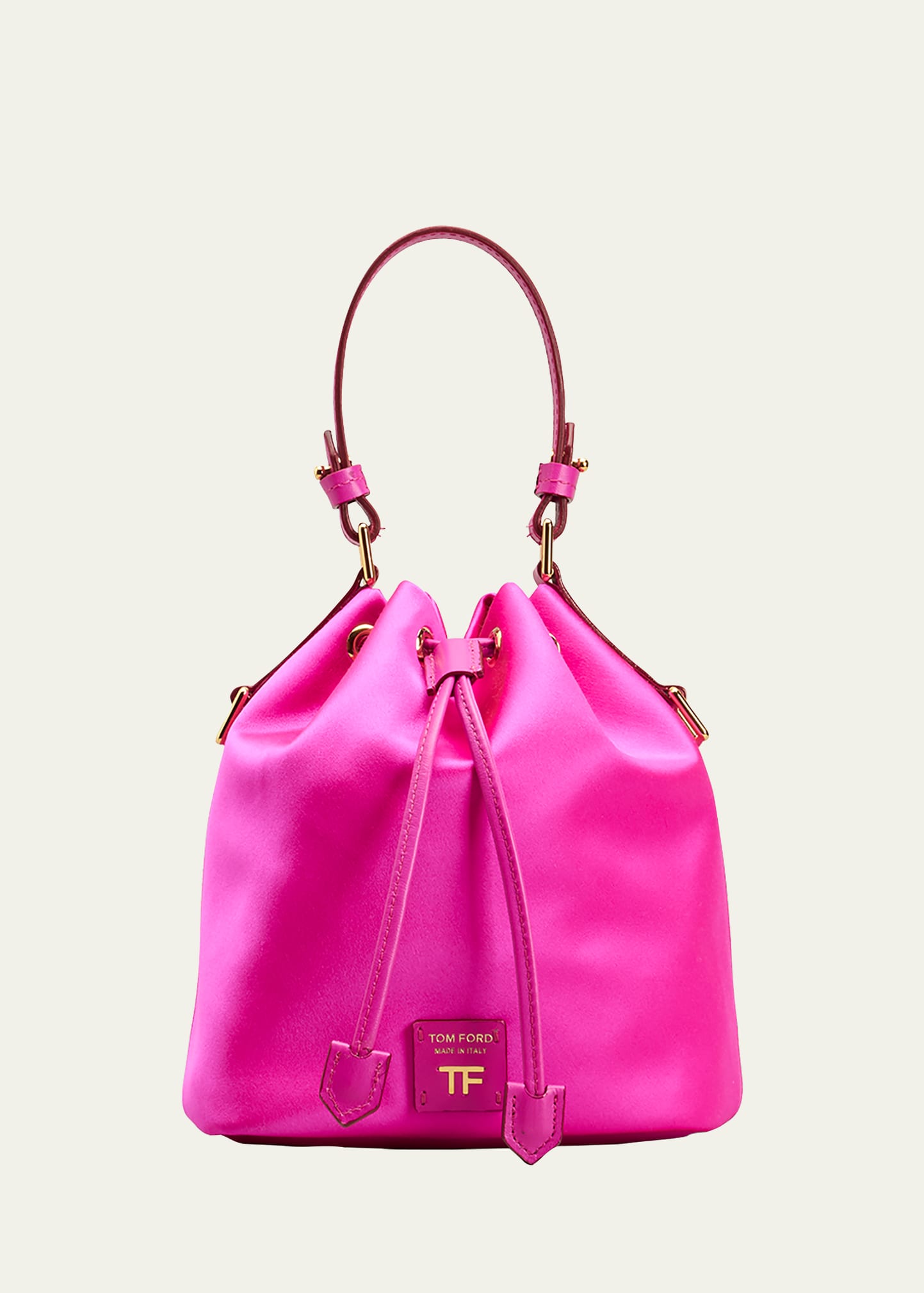 Tom Ford Small Satin Drawstring Bucket Bag In Hot Pink | ModeSens