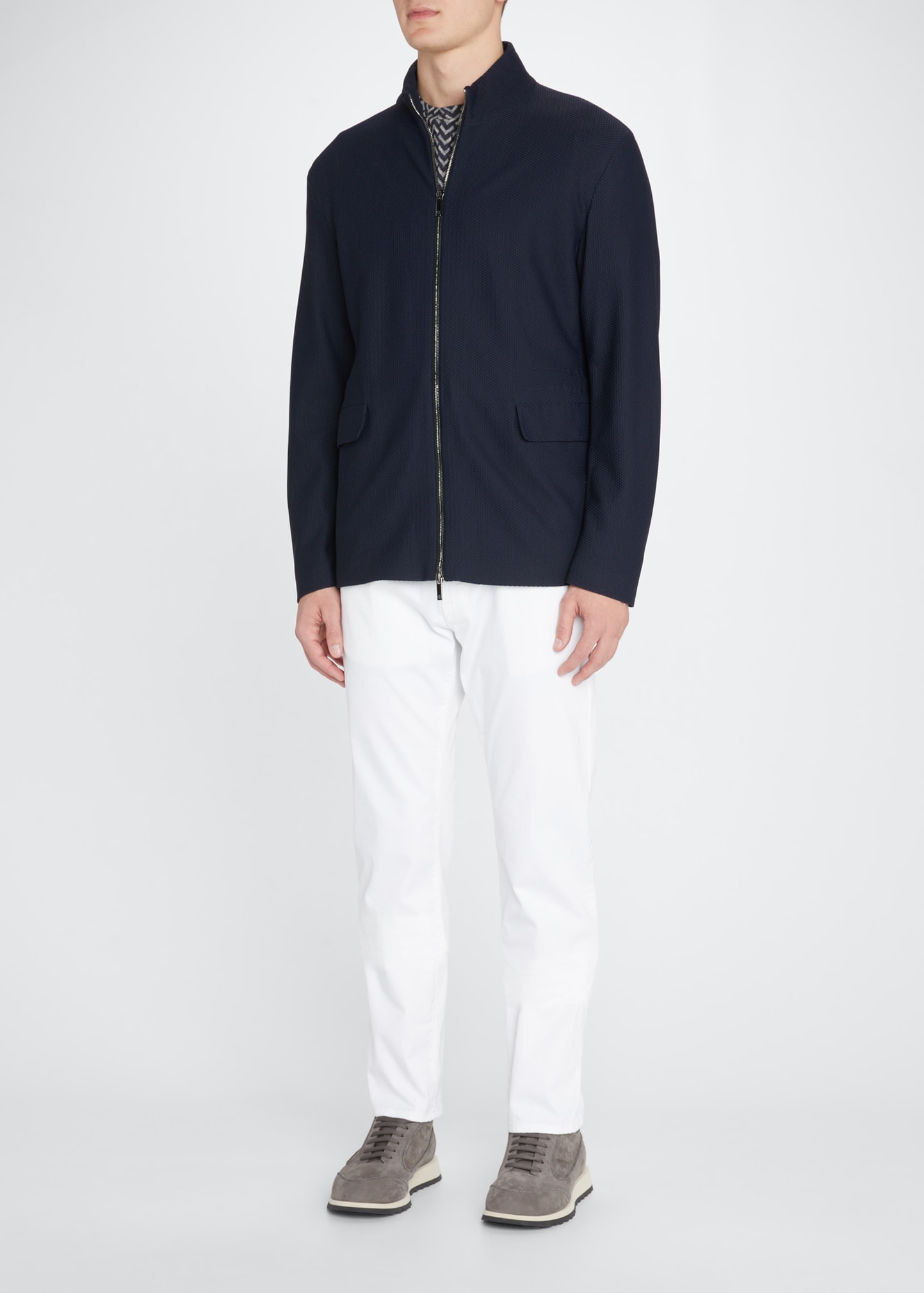 Giorgio Armani Men's Rice Stitch Zip-Up Jacket | Smart Closet