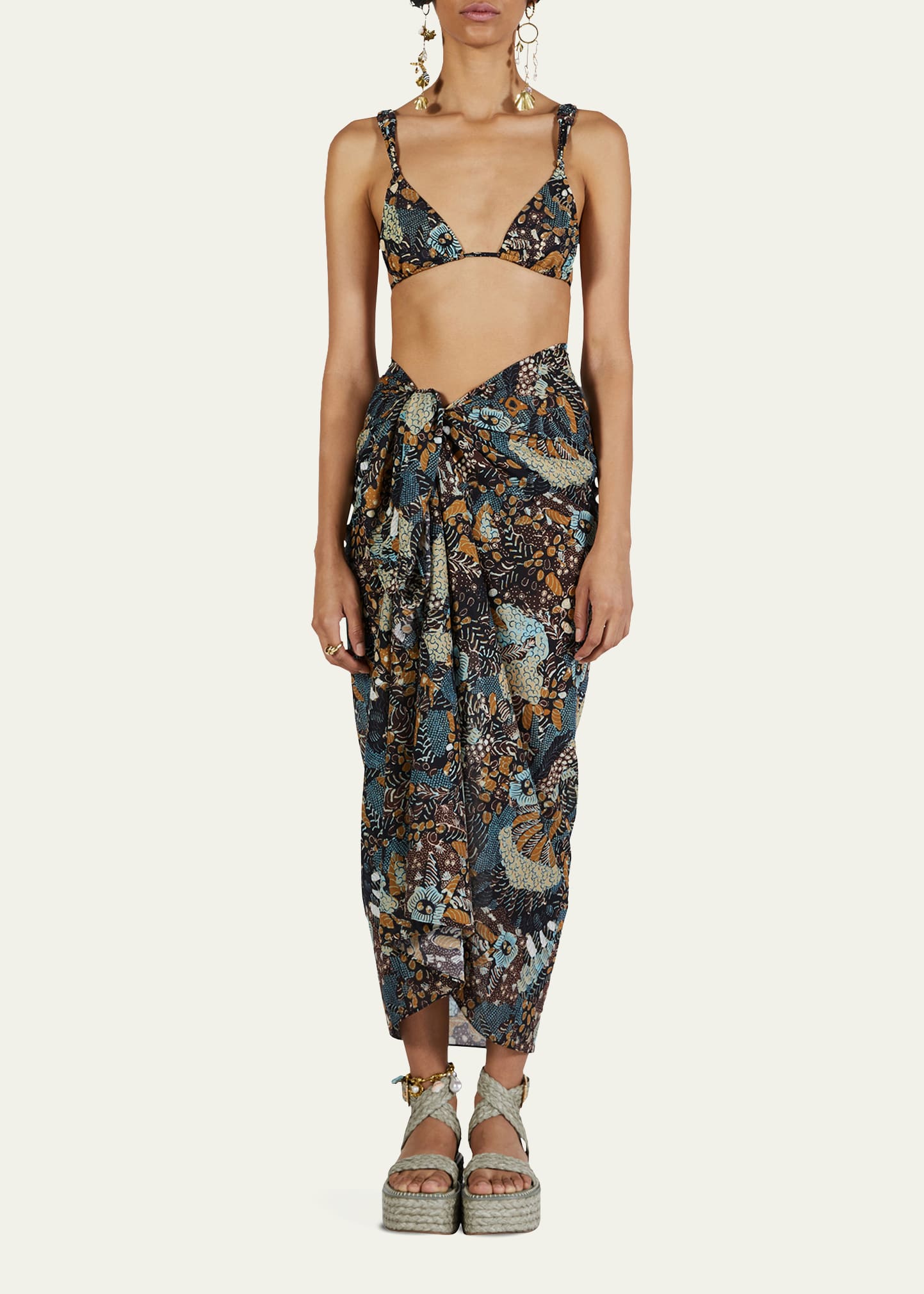 ULLA JOHNSON PAZ ABSTRACT PRINTED COVERUP PAREO
