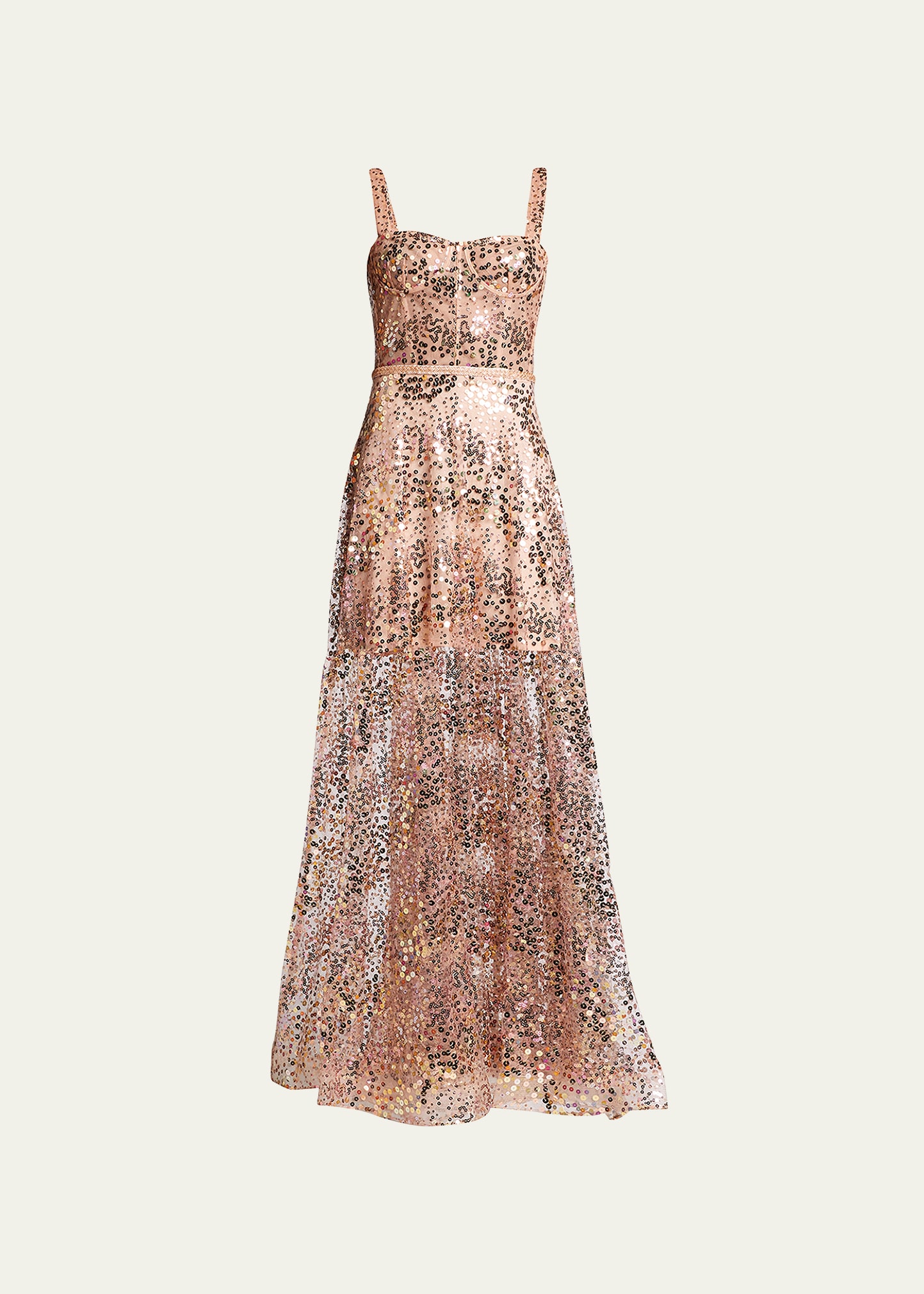 Bronx and Banco Midnight Gold Sequin Tulle Gown