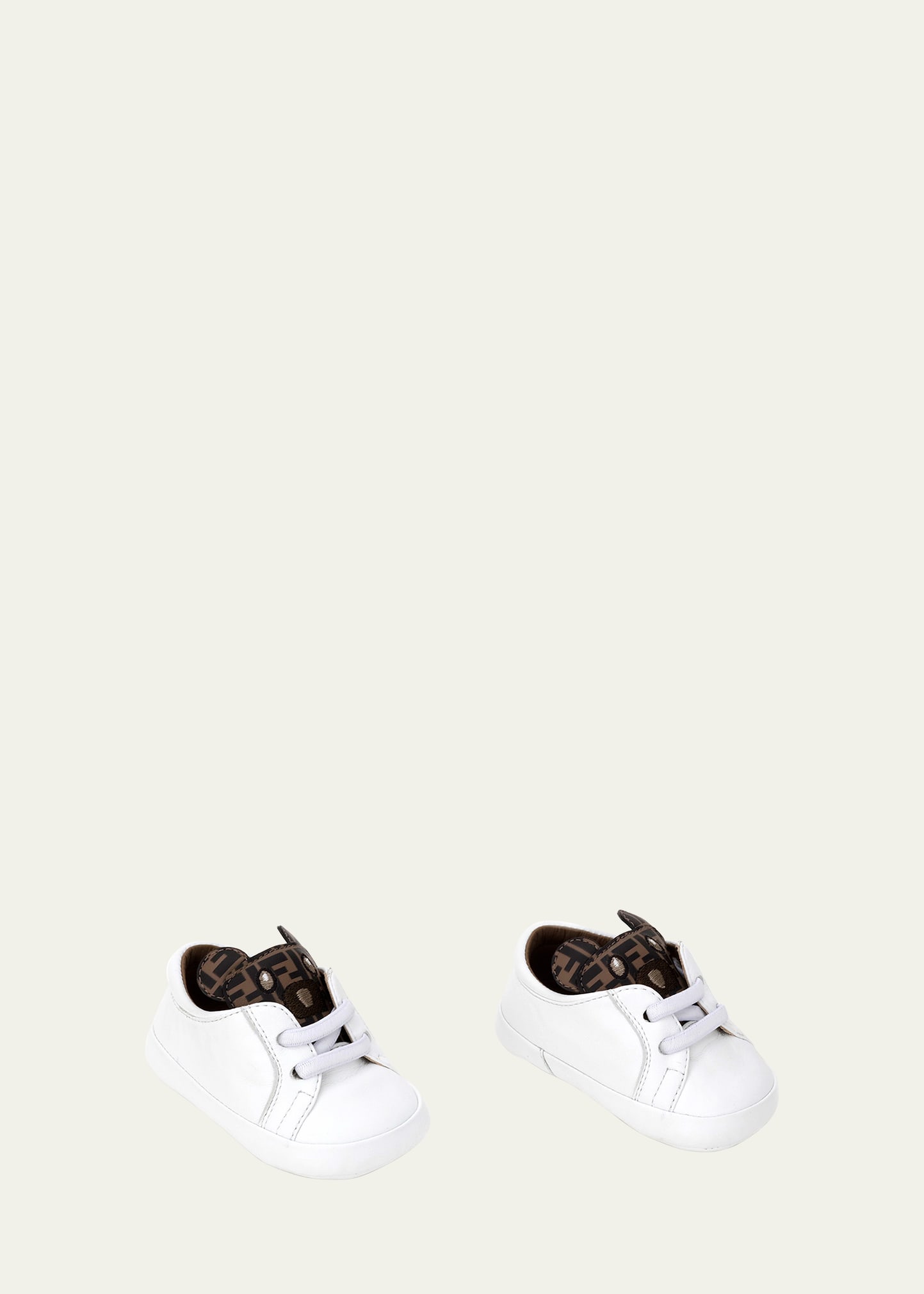 Fendi Kid's FF Bear Leather Low-Top Sneakers, Baby