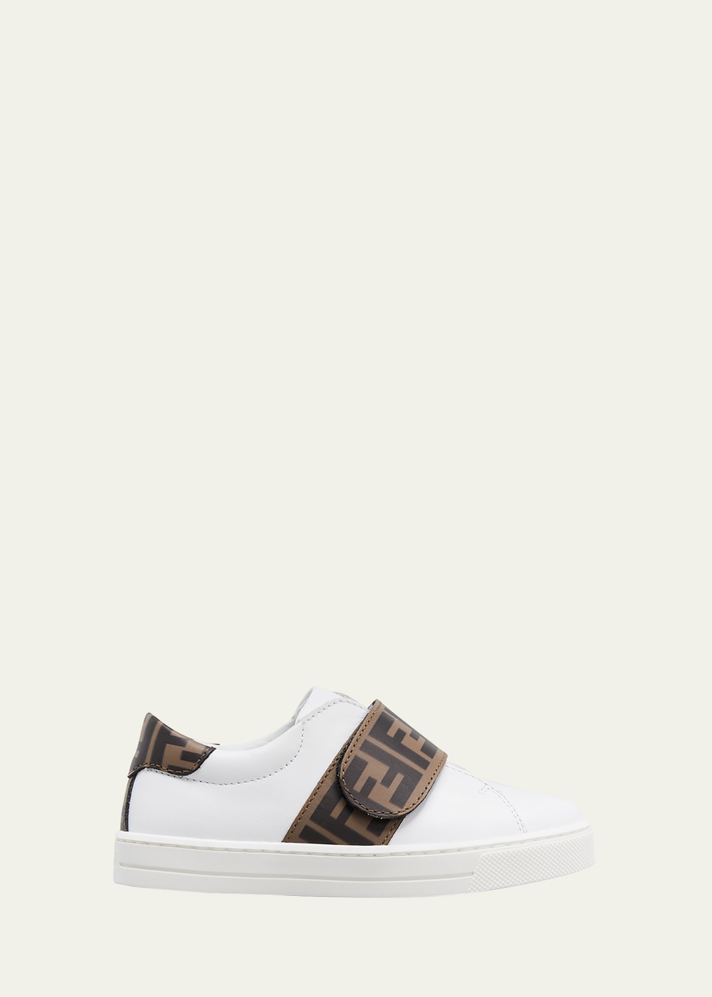 Fendi Kid's  Grip-strap Sneakers In White