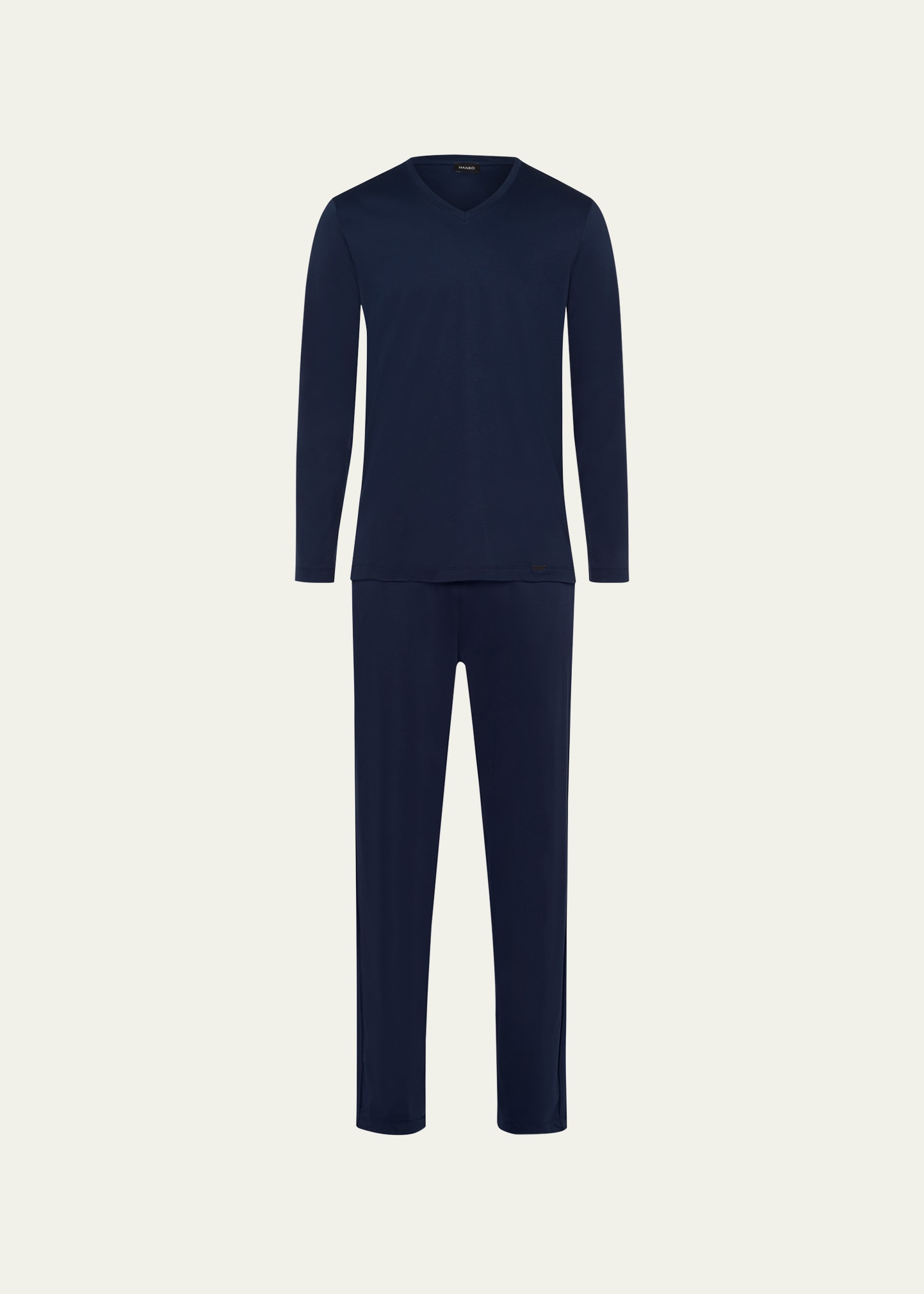 Hanro Men's Night Selection Long Cotton Pajama Set In Deep Navy