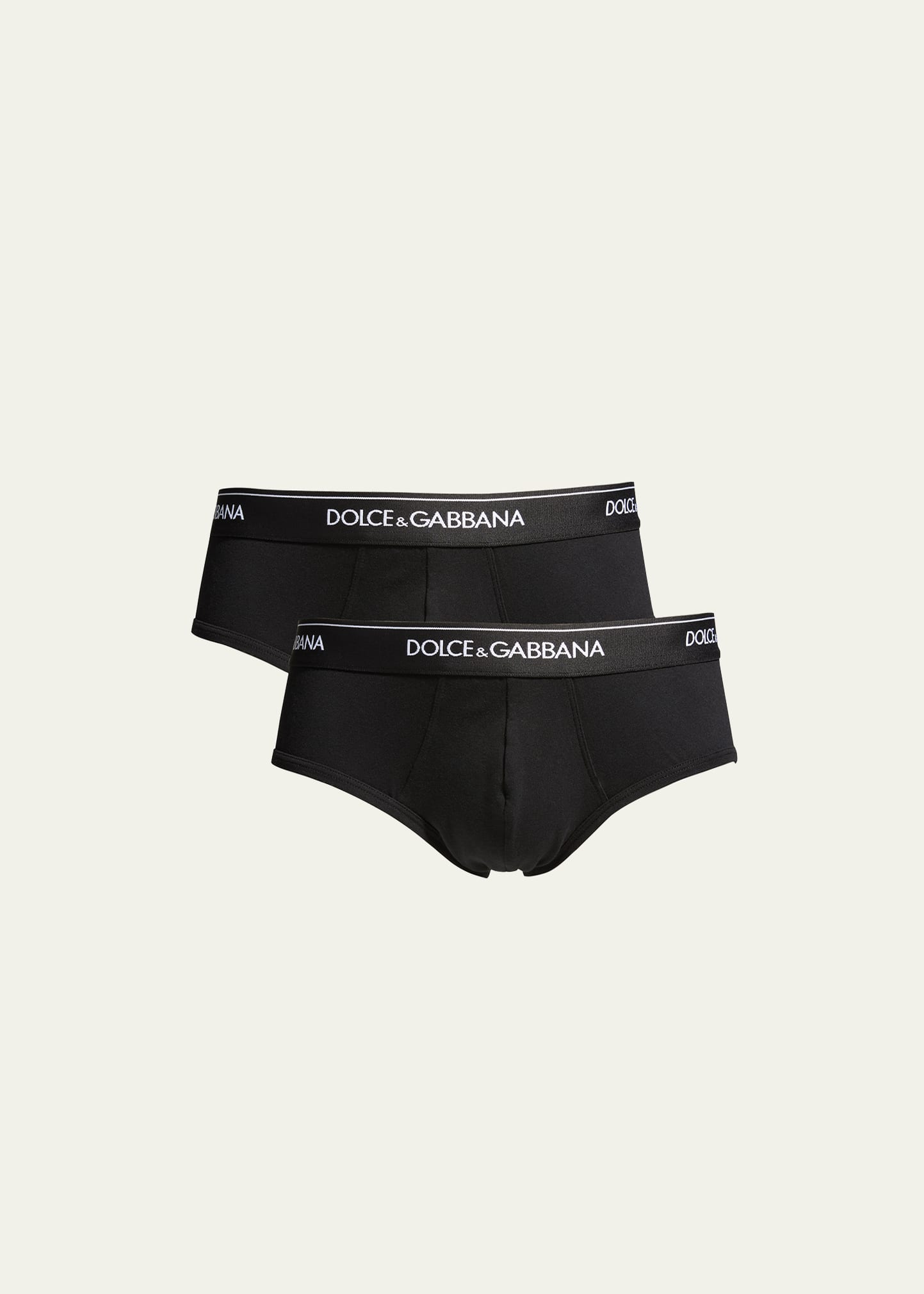 Shop Dolce & Gabbana Men's Two-pack Jersey Stretch Logo Briefs In Optic White