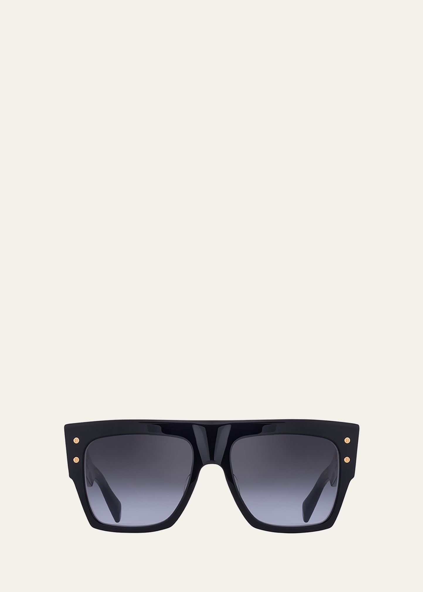 Balmain B-v Rectangular Sunglasses In Black / Gold