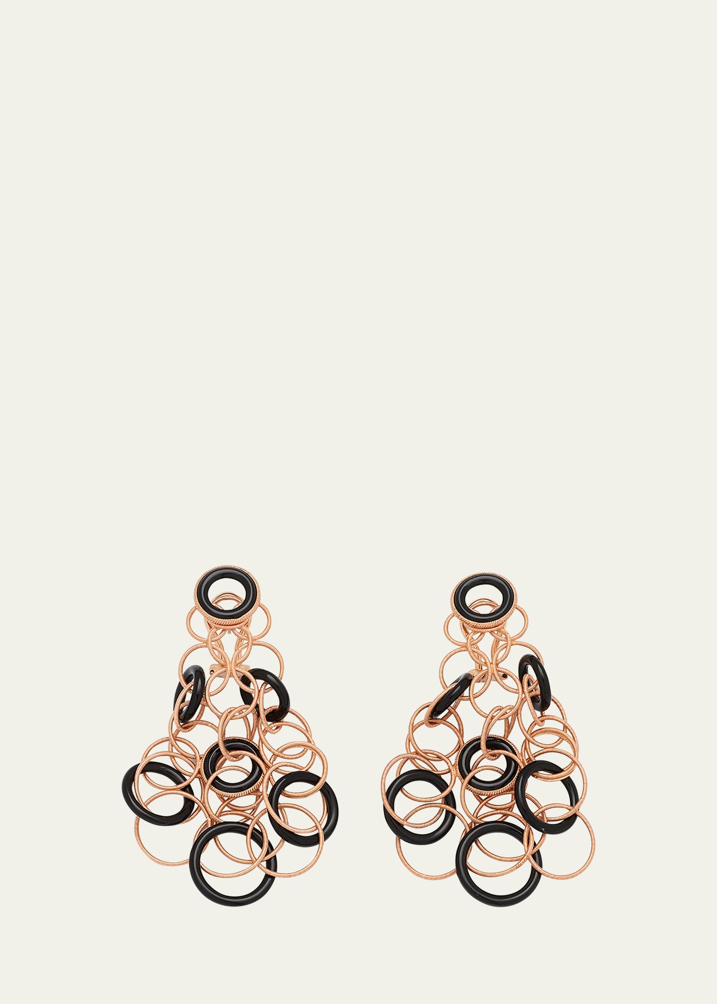 Buccellati Hawaii 18K Rose Gold & Onyx Pendant Earrings, 7cm