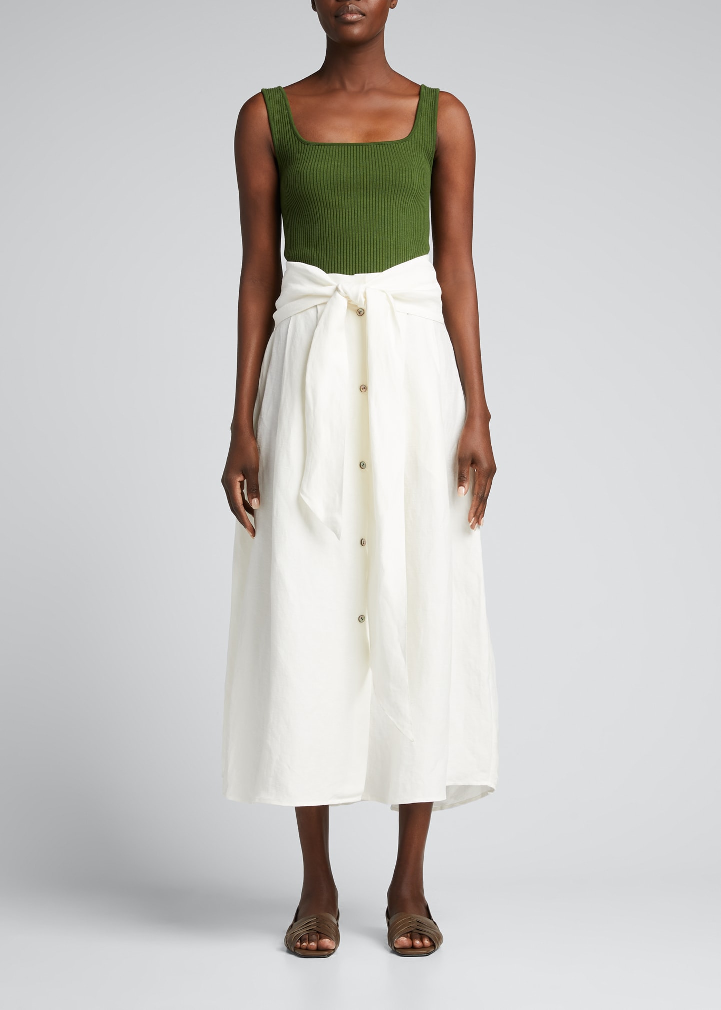 Vince belted clearance wrap midi skirt