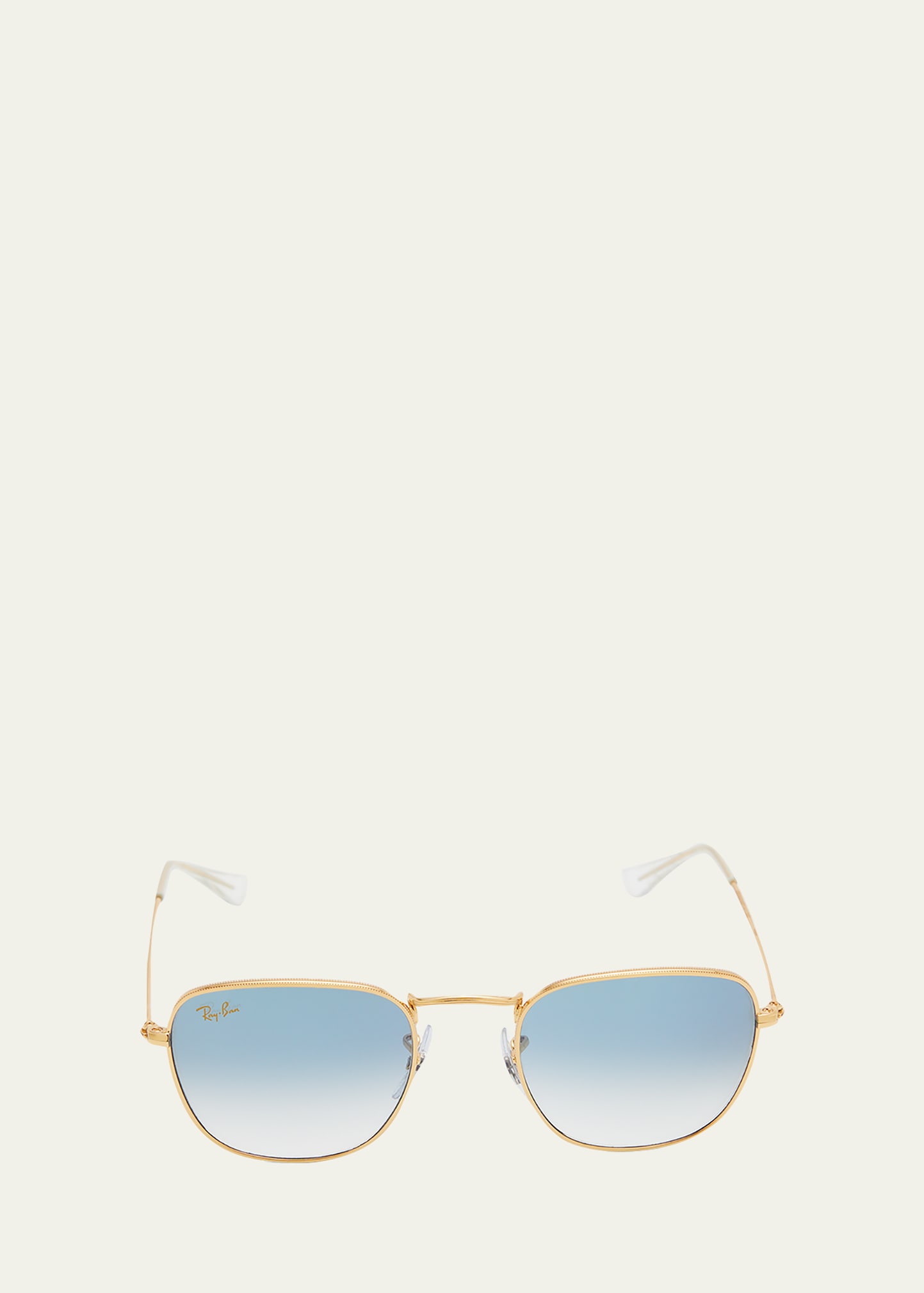 Ray Ban Square Metal Sunglasses In Gold With Blue Lens In Gold