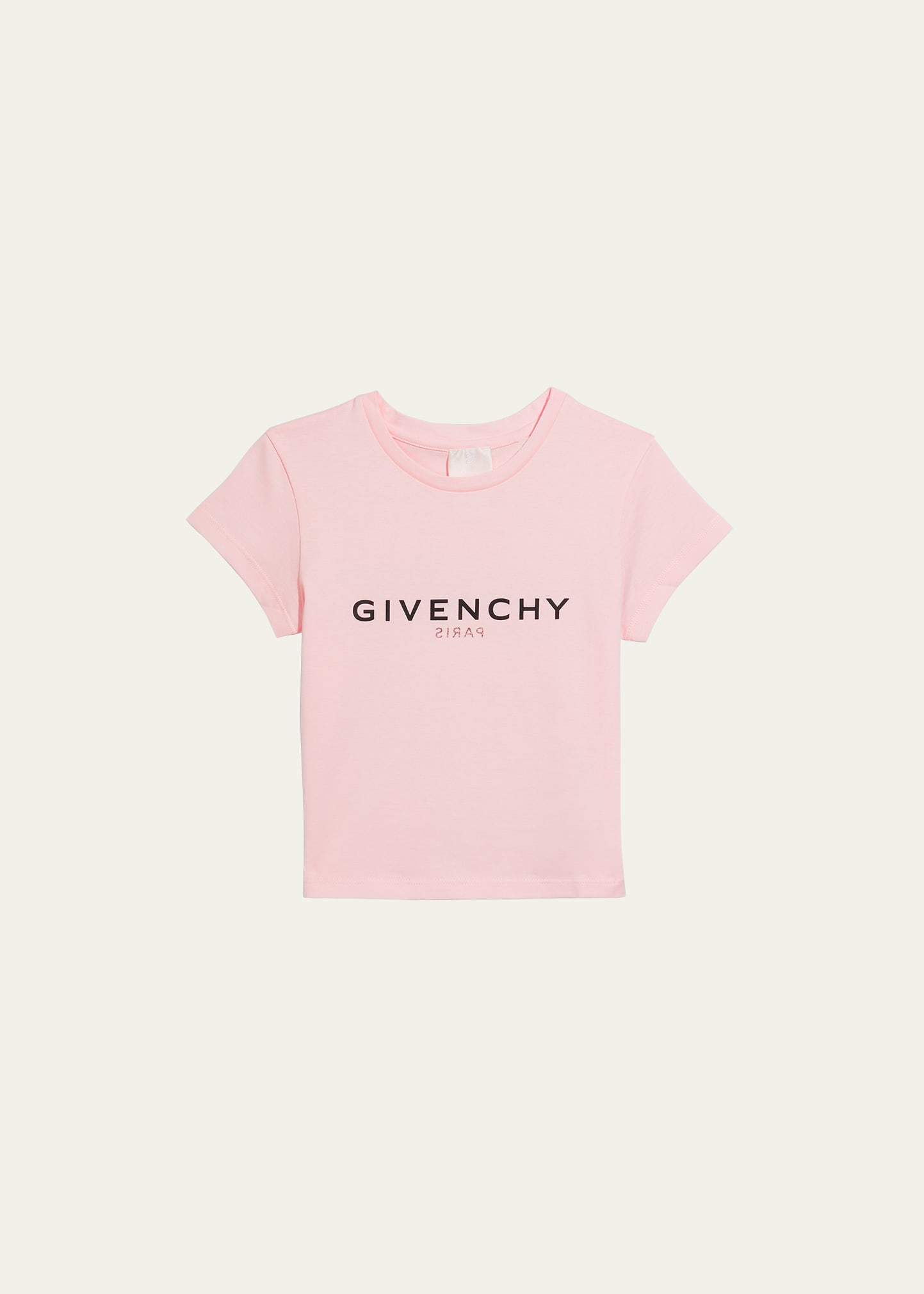 GIVENCHY GIRL'S SHORT-SLEEVE T-SHIRT WITH MIRRORED BACK LOGO
