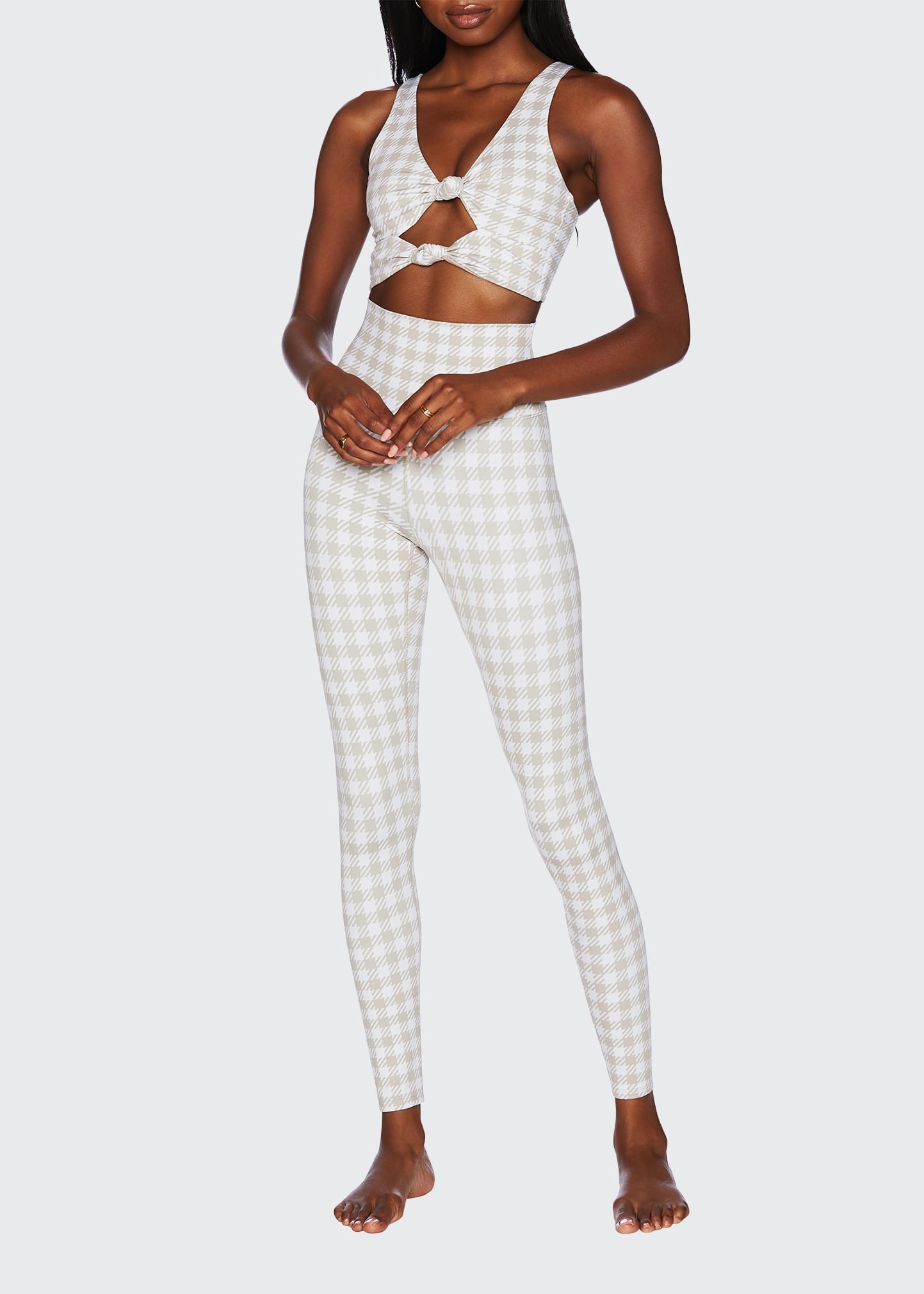 Beach Riot Piper High-waist Active Leggings In Taupe Houndstooth
