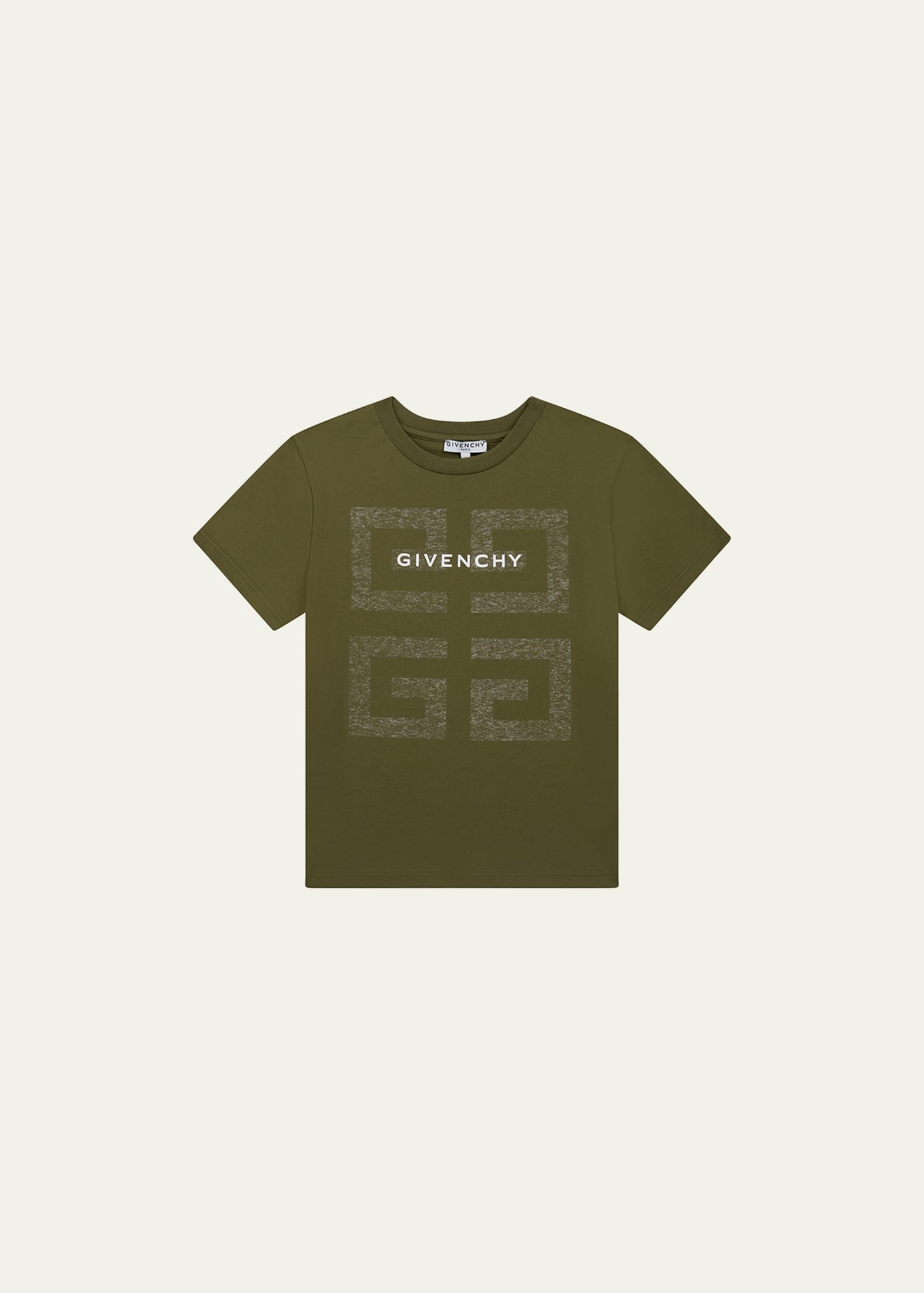 Givenchy Kids' Boy's Short-sleeve T-shirt With 4g Logo On Front In Khaki