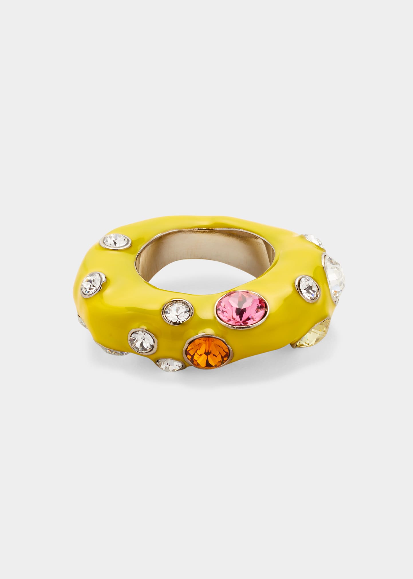 DRIES VAN NOTEN yellow big crystal clear gold tone setting 