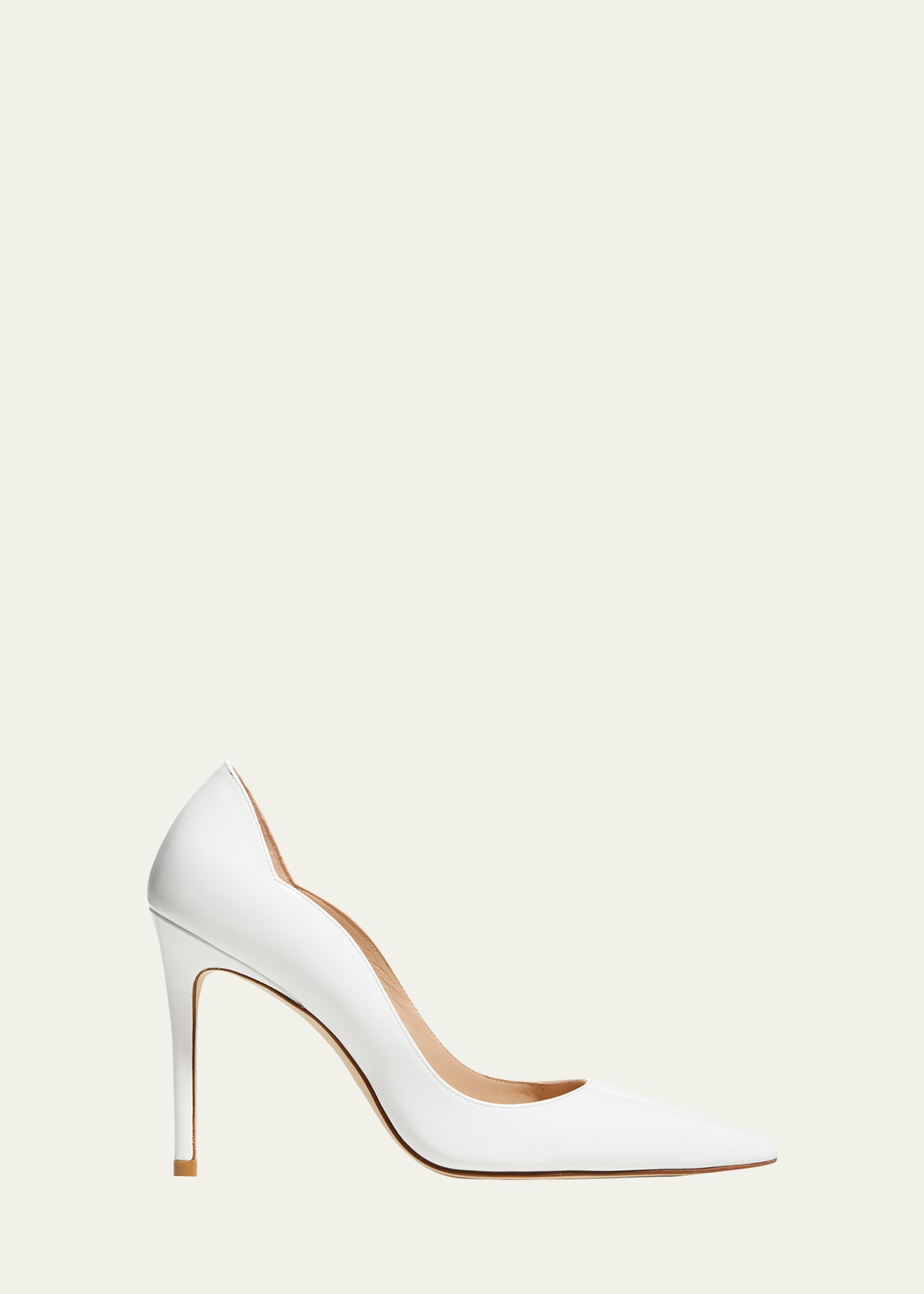 Stuart Weitzman Stuart 100mm Patent Leather Scallop Pumps In White