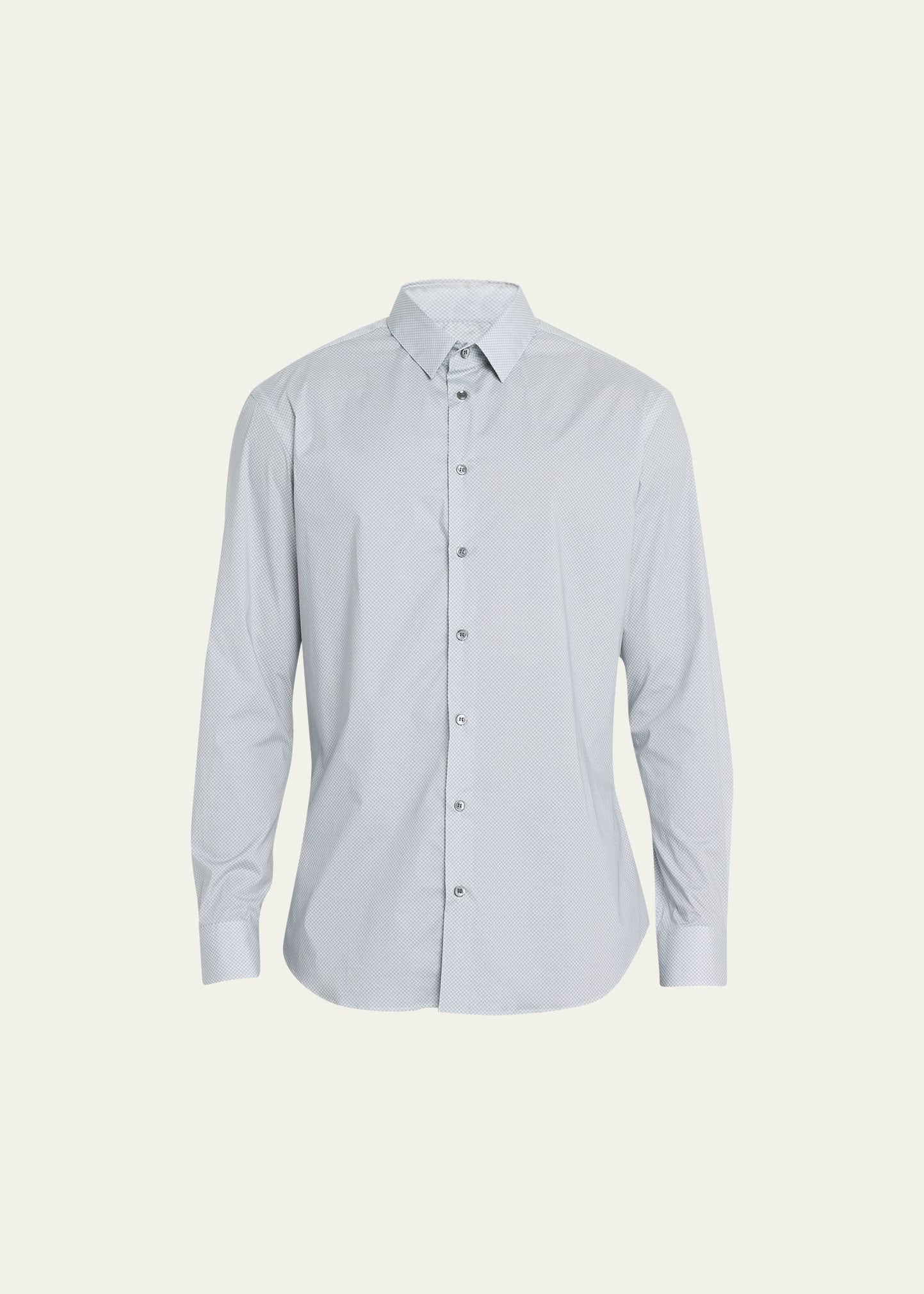 Shop Giorgio Armani Men's Cotton-stretch Sport Shirt In Solid Medium Blue