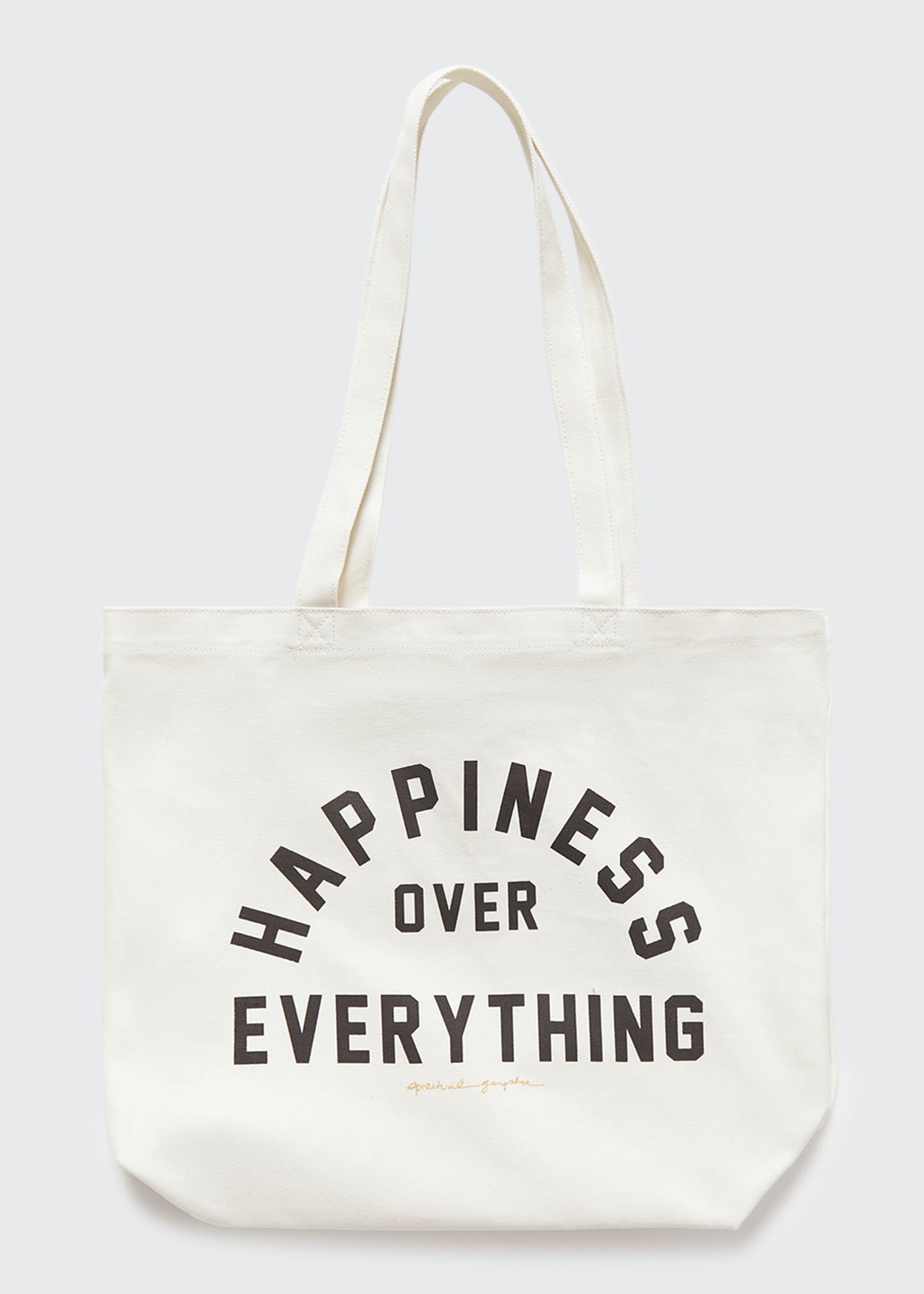 Spiritual Gangster Happiness Cotton Canvas Tote In Natural